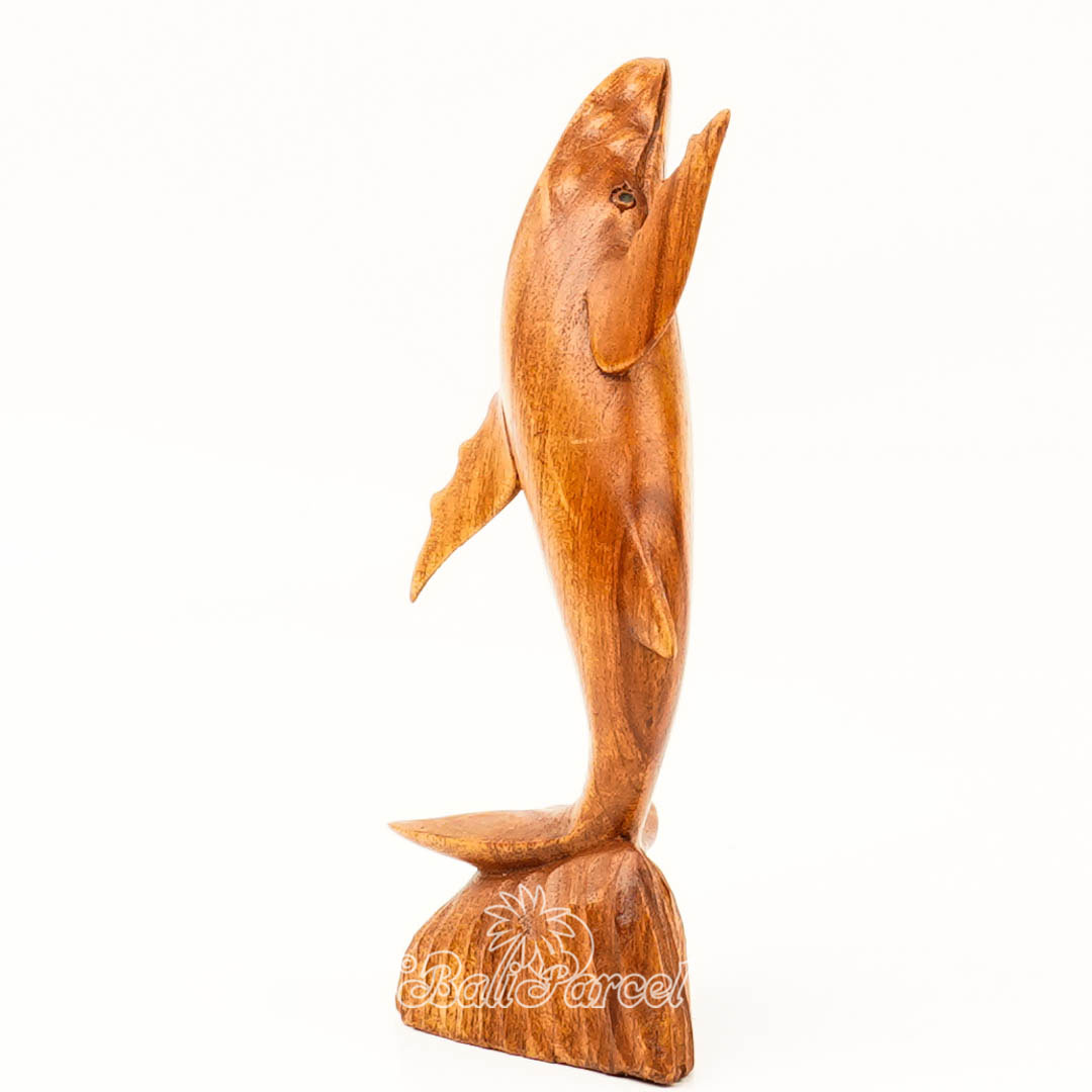 Wooden Whale Standing, Hand Made From Albesia Wood