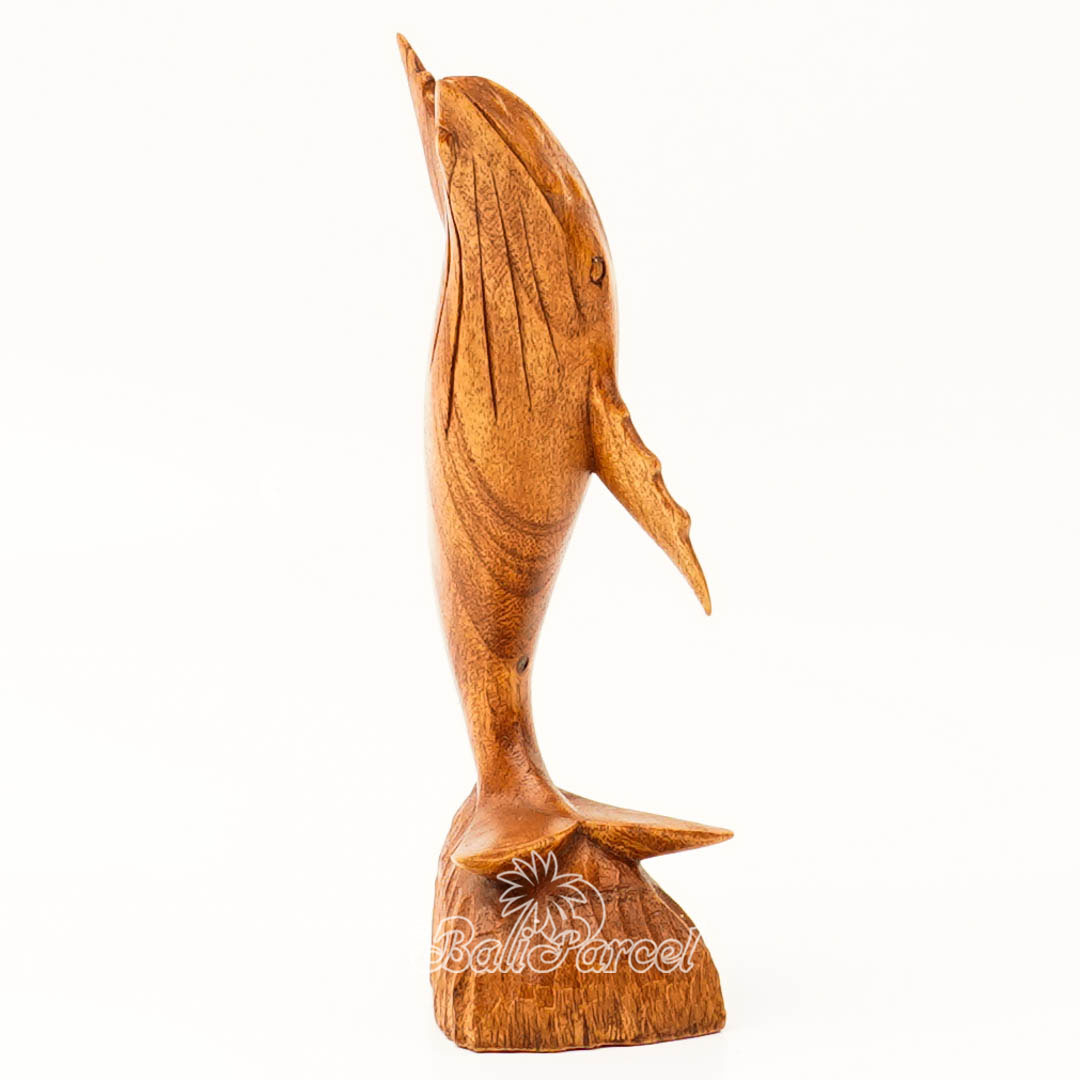 Wooden Whale Standing, Hand Made From Albesia Wood