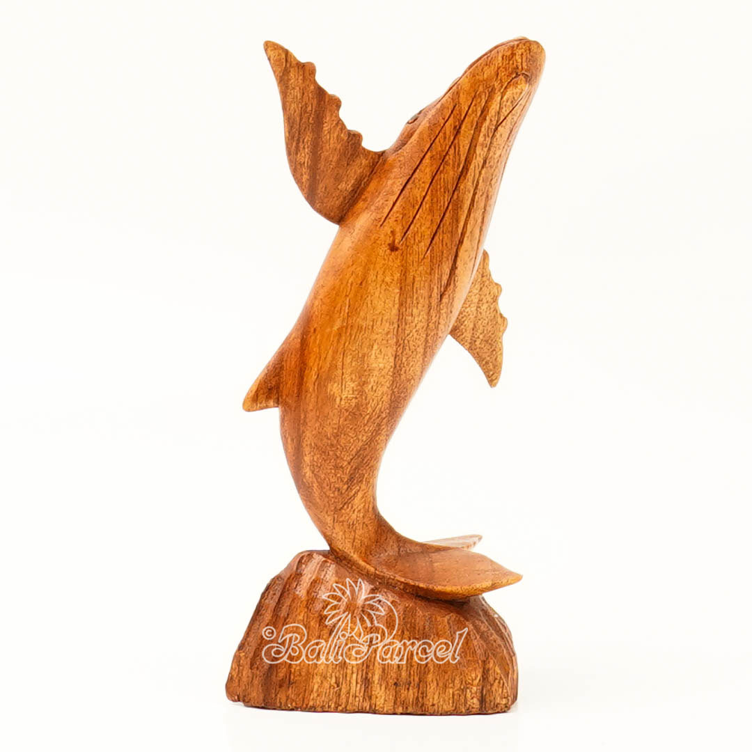 Wooden Whale Standing, Hand Made From Albesia Wood