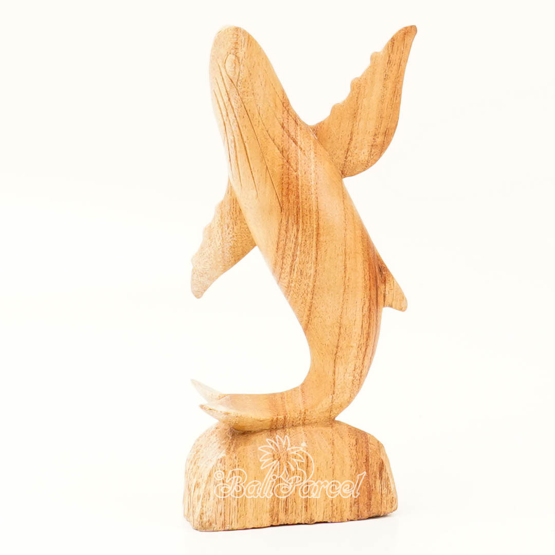 Wooden Whale Standing, Hand Made From Albesia Wood