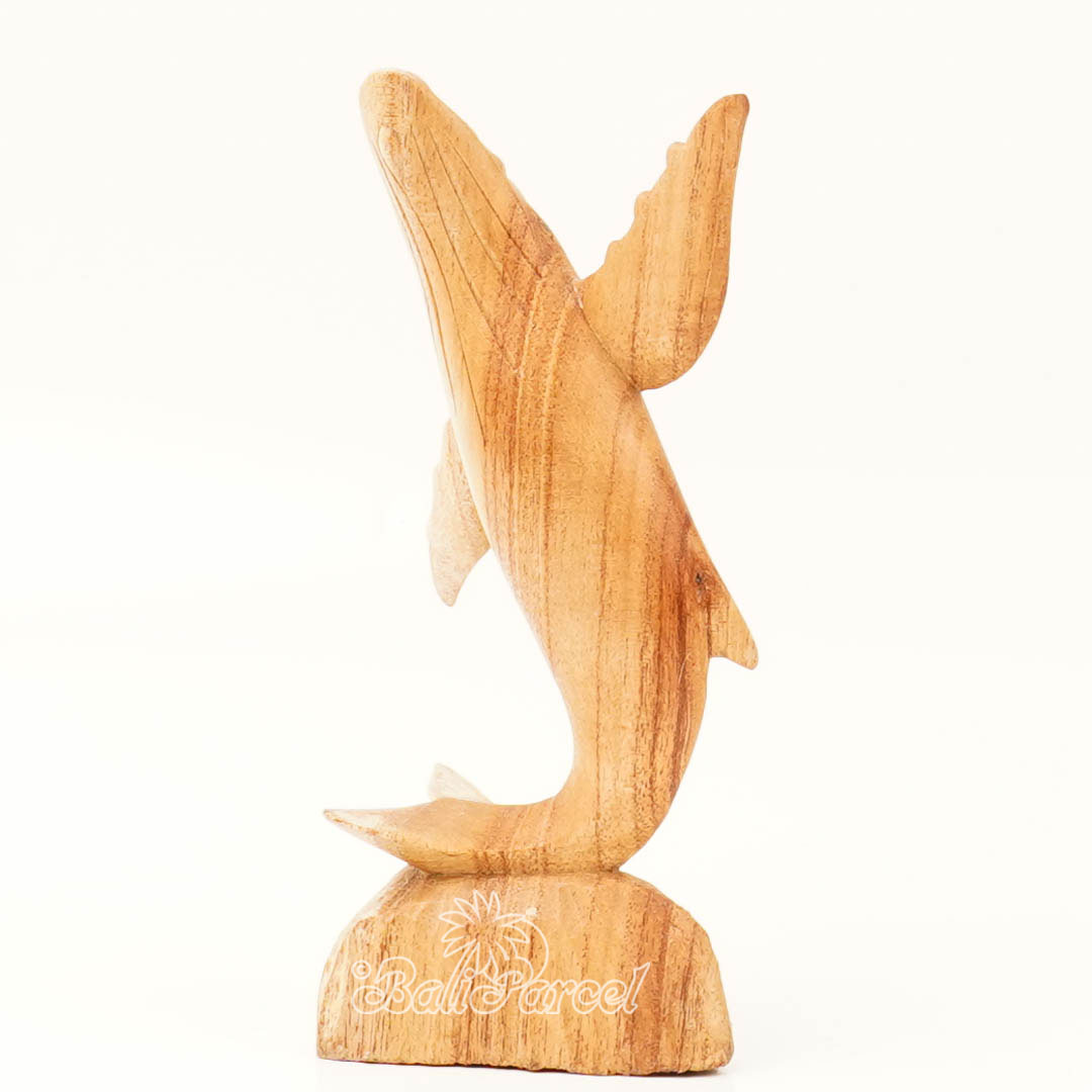 Wooden Whale Standing, Hand Made From Albesia Wood