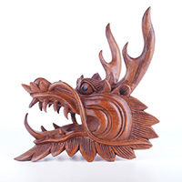 Handcarved Wooden Dragon Carving, Made From Suar Wood