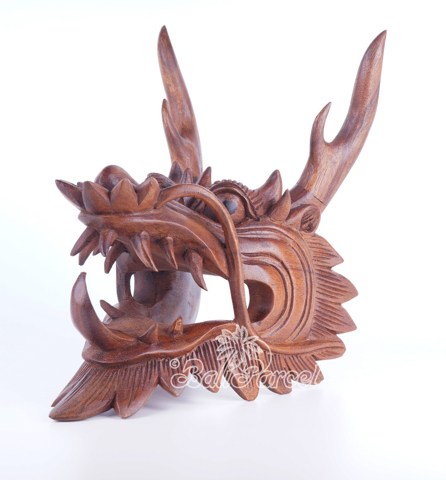 Handcarved Wooden Dragon Carving, Made From Suar Wood