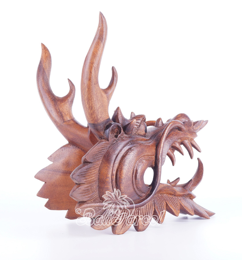 Handcarved Wooden Dragon Carving, Made From Suar Wood
