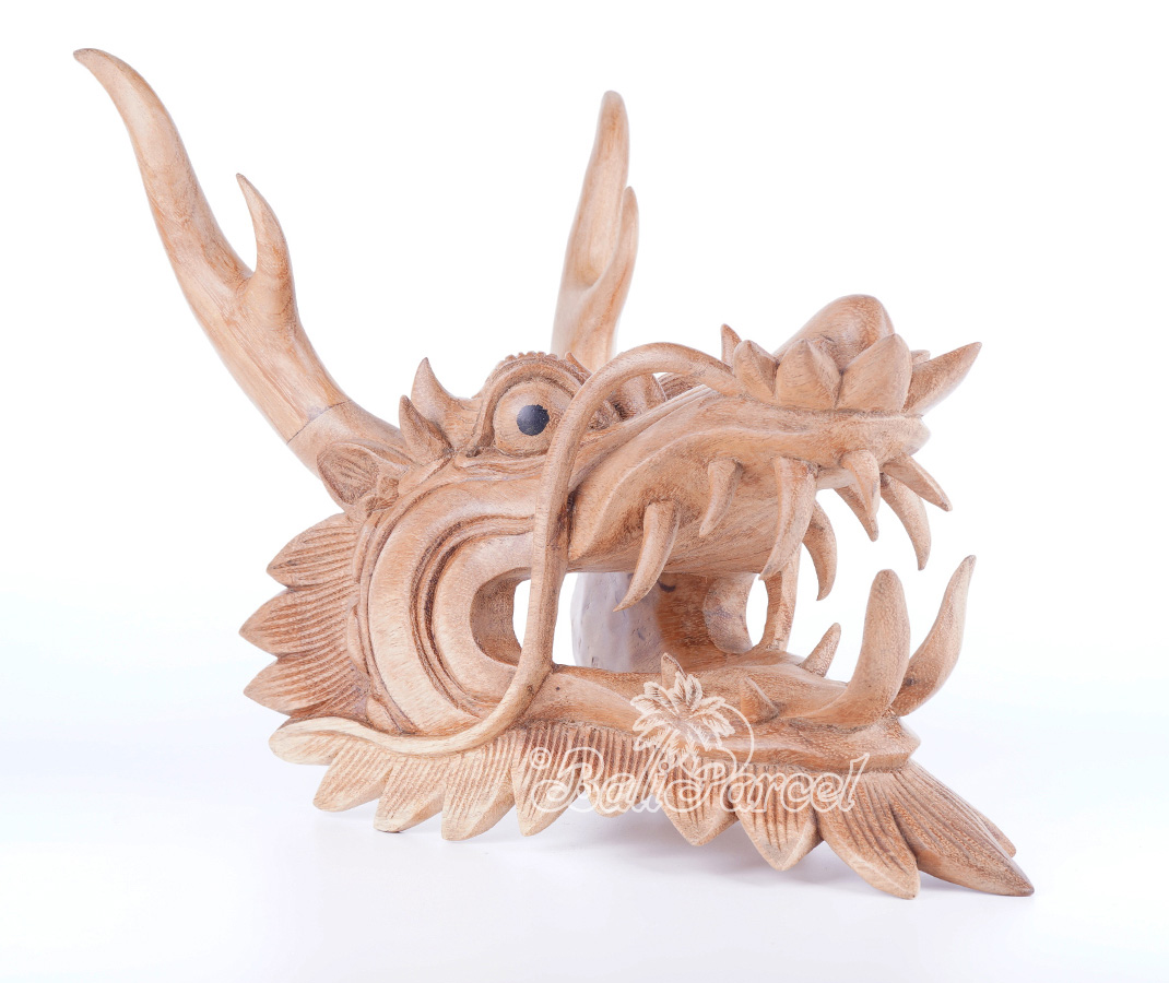 Handcarved Wooden Dragon Carving, Made From Suar Wood