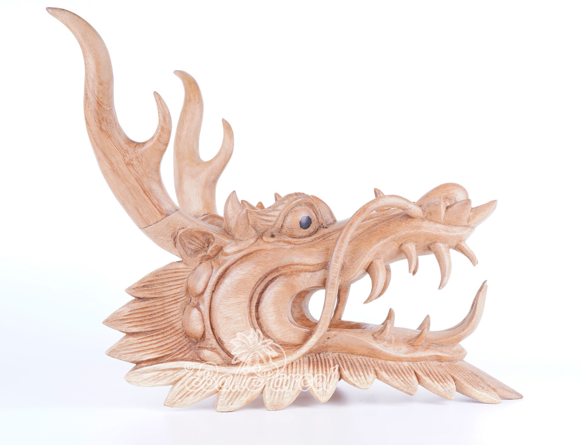 Handcarved Wooden Dragon Carving, Made From Suar Wood