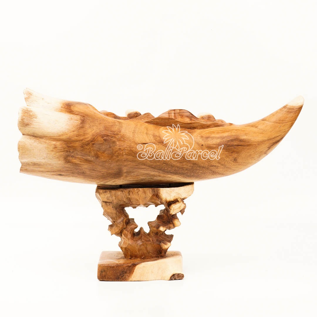 Elephant Ivory Shape Carving, And Elephant Statue Inside, Handmade From Suar Wood