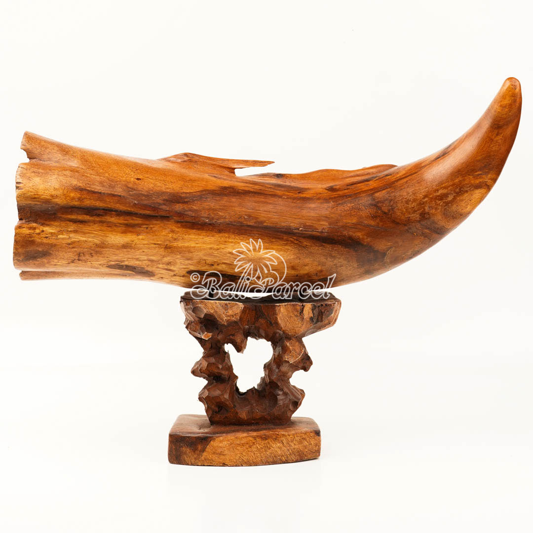 Elephant Ivory Shape Carving, And Elephant Statue Inside, Handmade From Suar Wood