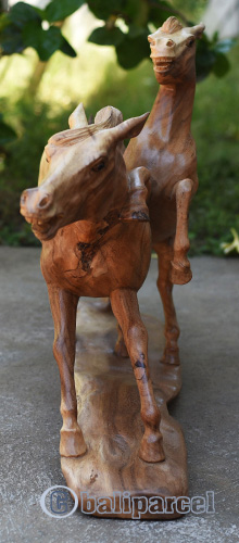 Wooden 2 Horse, Handmade From Suar Wood