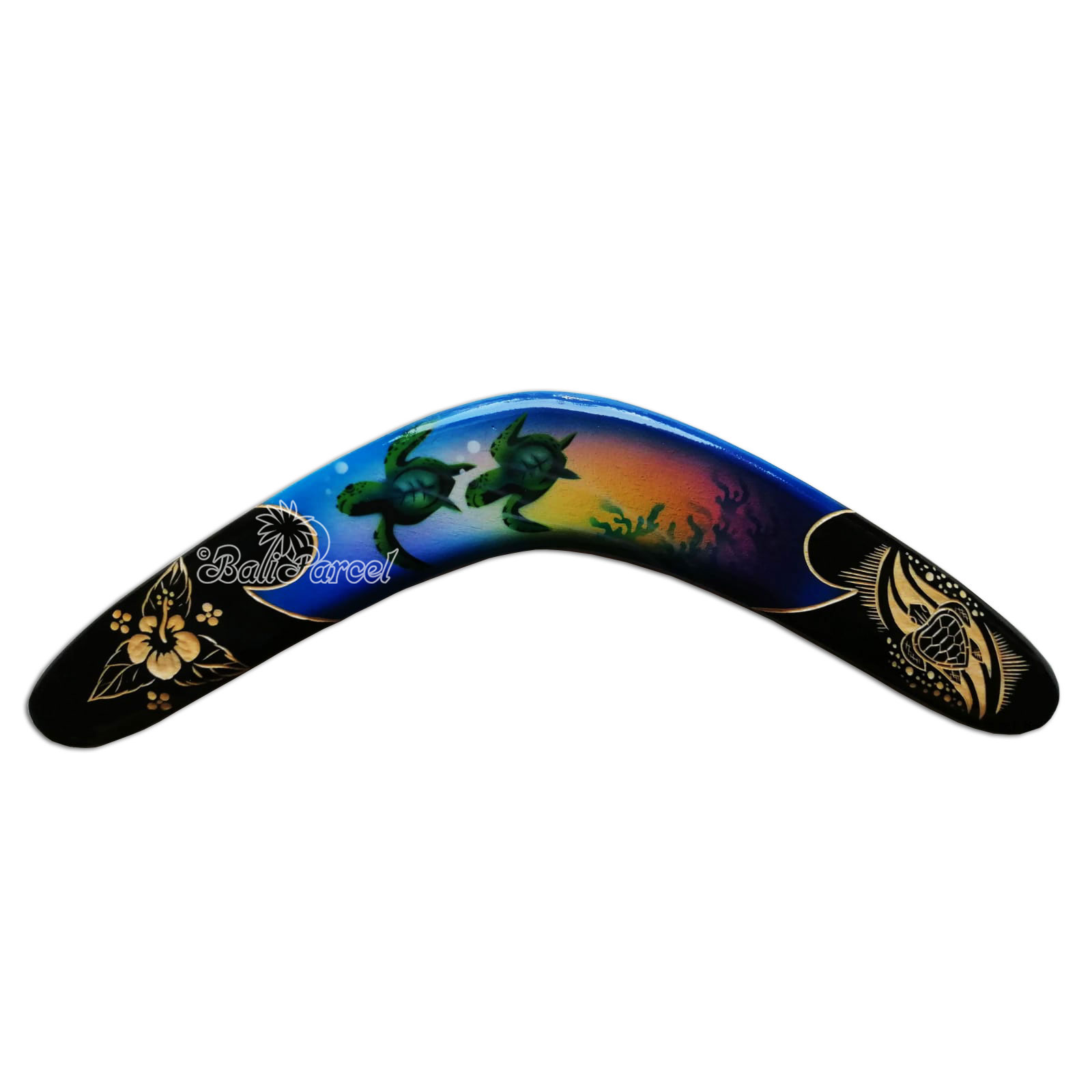 Wooden Boomerang Airbrush With Carving, Hand Made From Pinus Wood