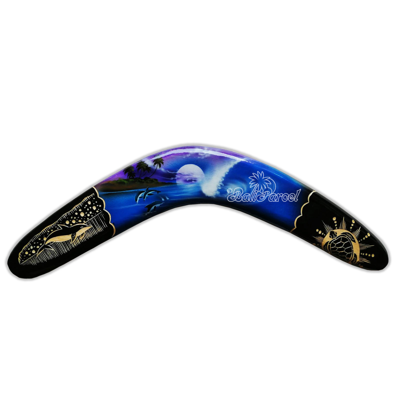 Wooden Boomerang Airbrush With Carving, Hand Made From Pinus Wood