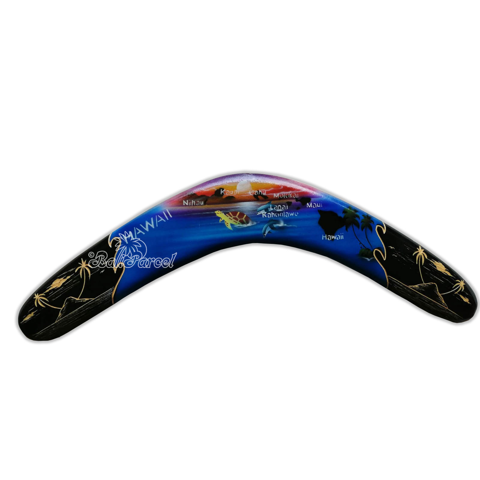 Wooden Boomerang Airbrush With Carving, Hand Made From Pinus Wood