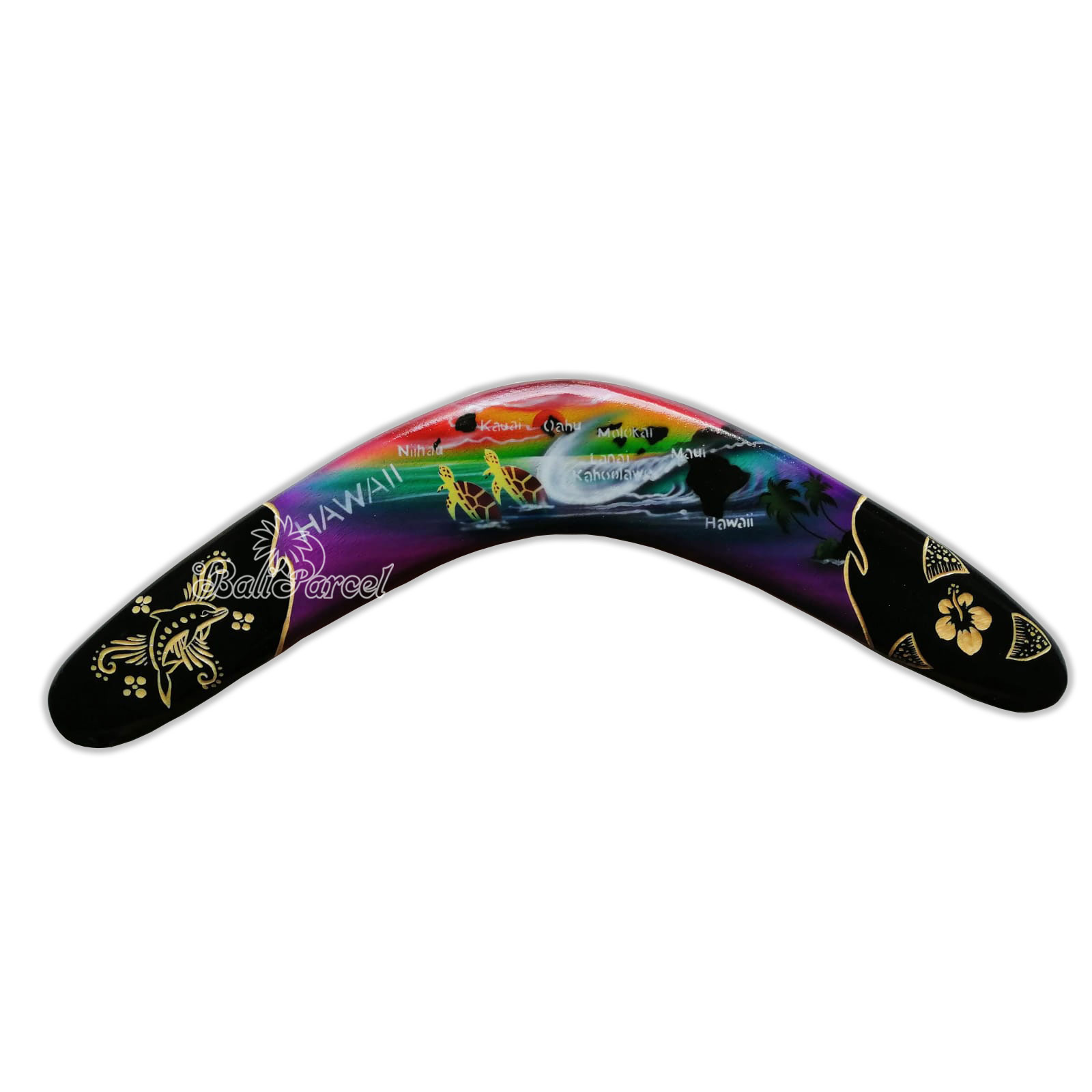 Wooden Boomerang Airbrush With Carving, Hand Made From Pinus Wood