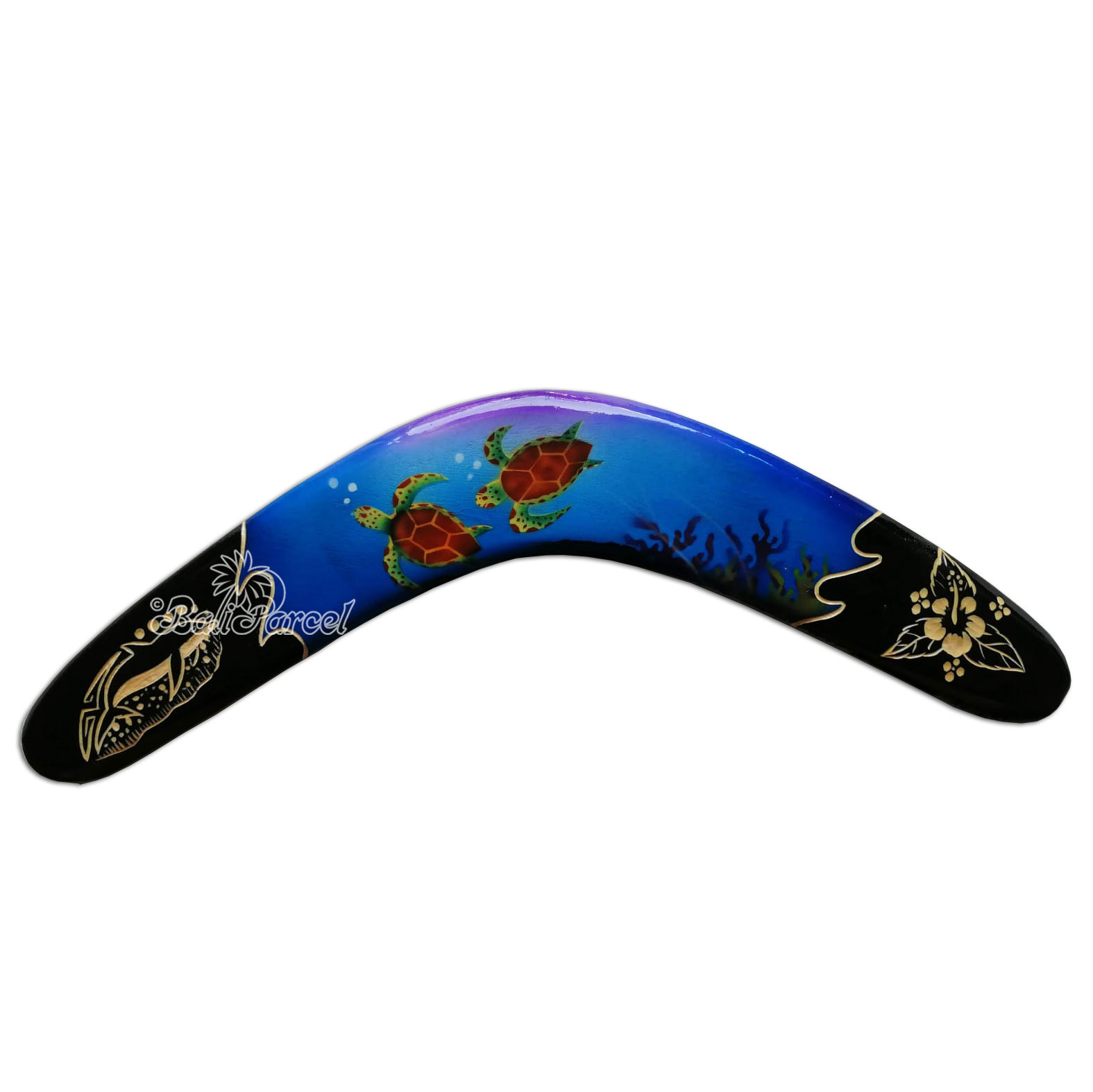 Wooden Boomerang Airbrush With Carving, Hand Made From Pinus Wood