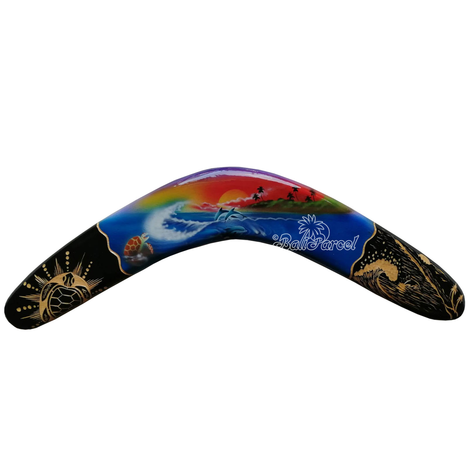 Wooden Boomerang Airbrush With Carving, Hand Made From Pinus Wood
