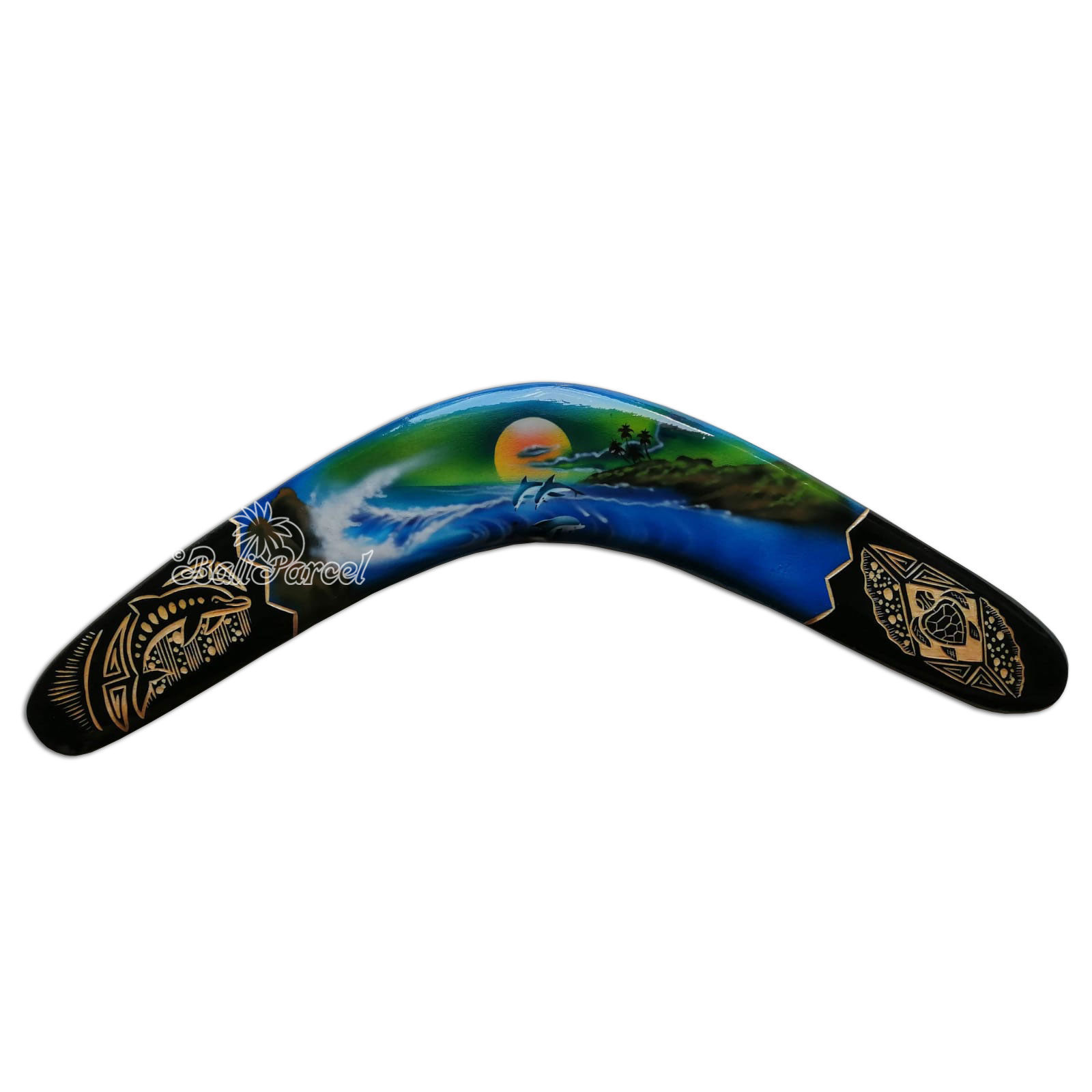 Wooden Boomerang Airbrush With Carving, Hand Made From Pinus Wood