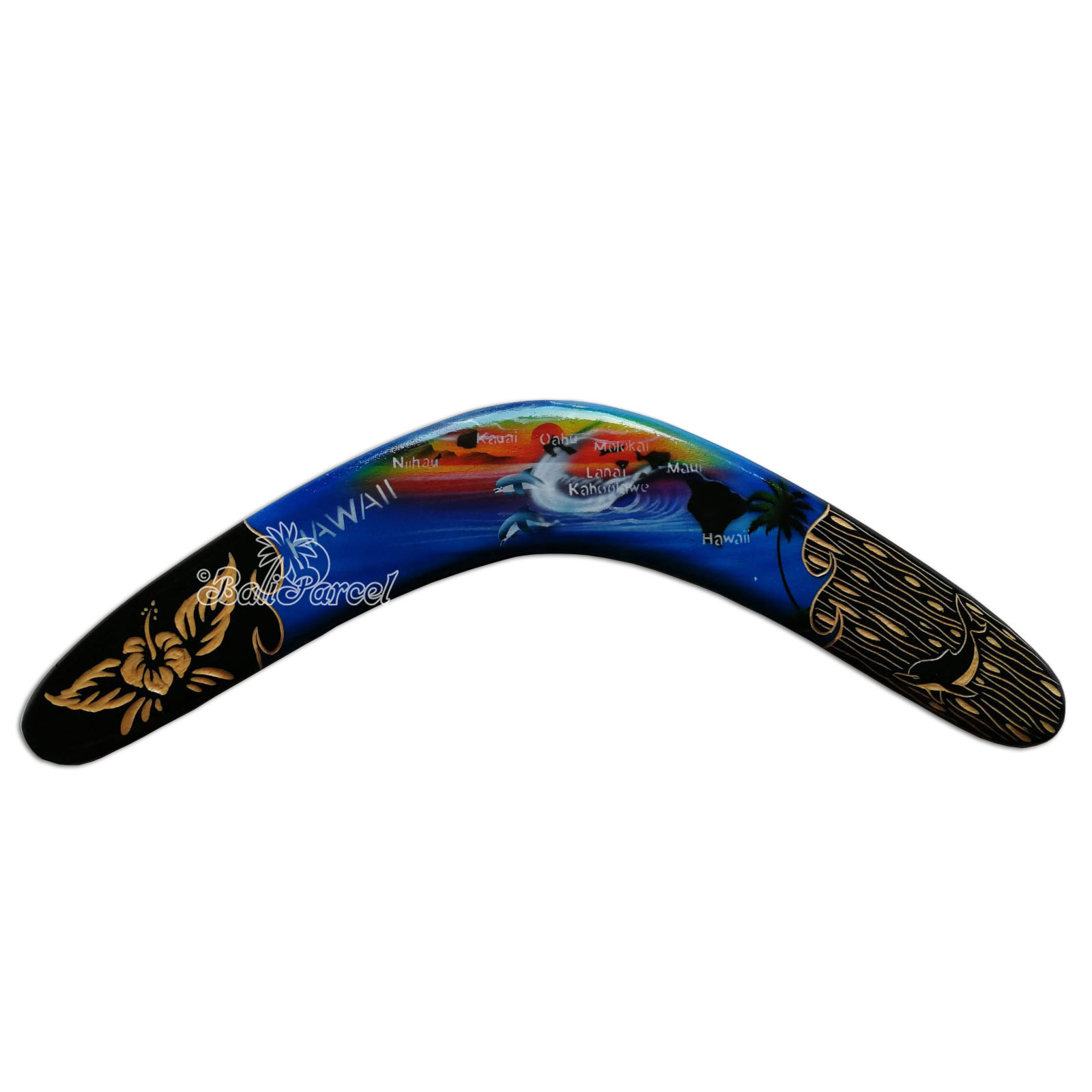 Wooden Boomerang Airbrush With Carving, Hand Made From Pinus Wood