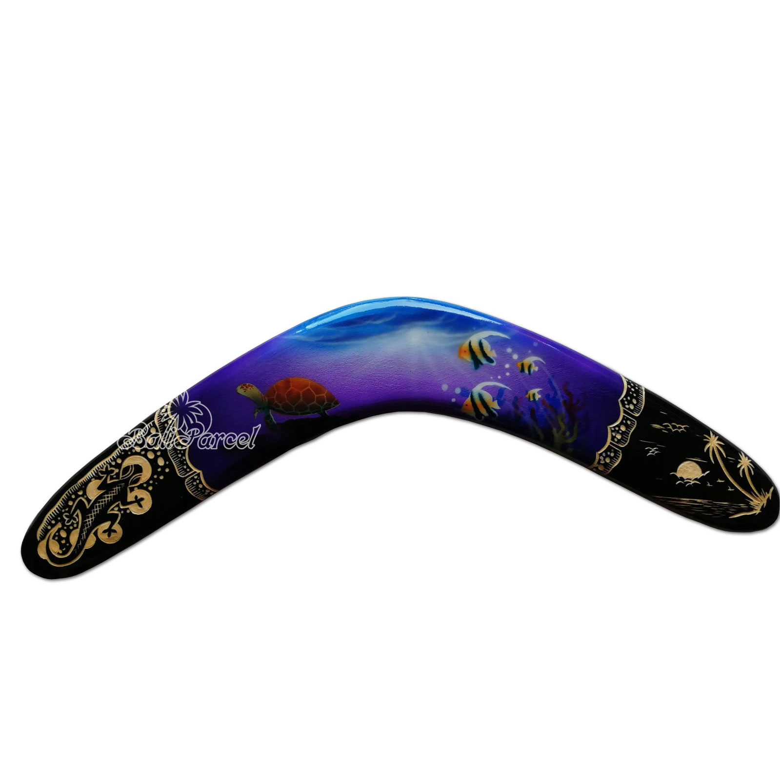Wooden Boomerang Airbrush With Carving, Hand Made From Pinus Wood