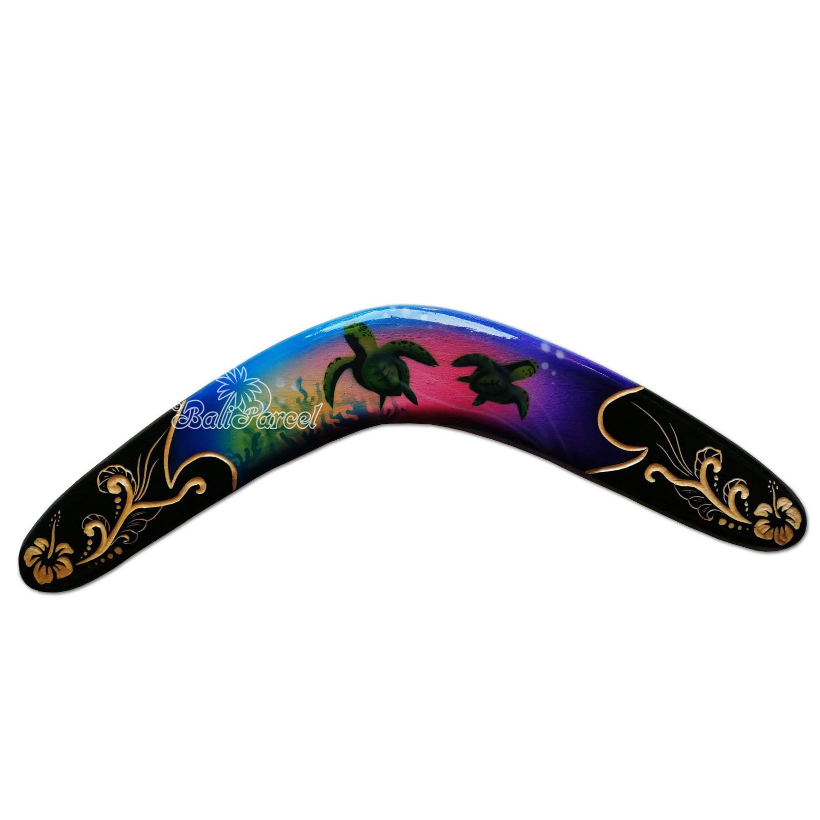 Wooden Boomerang Airbrush With Carving, Hand Made From Pinus Wood