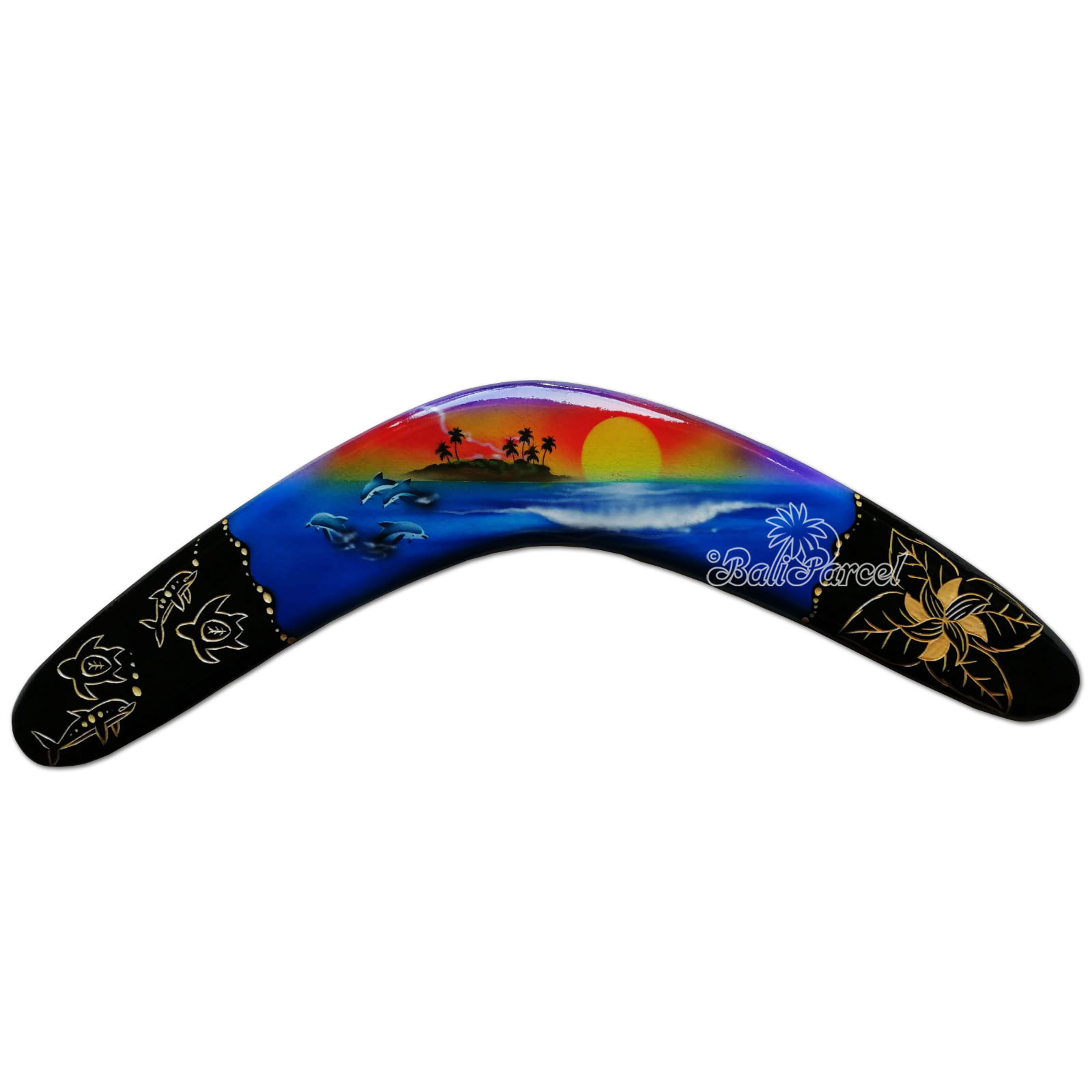 Wooden Boomerang Airbrush With Carving, Hand Made From Pinus Wood