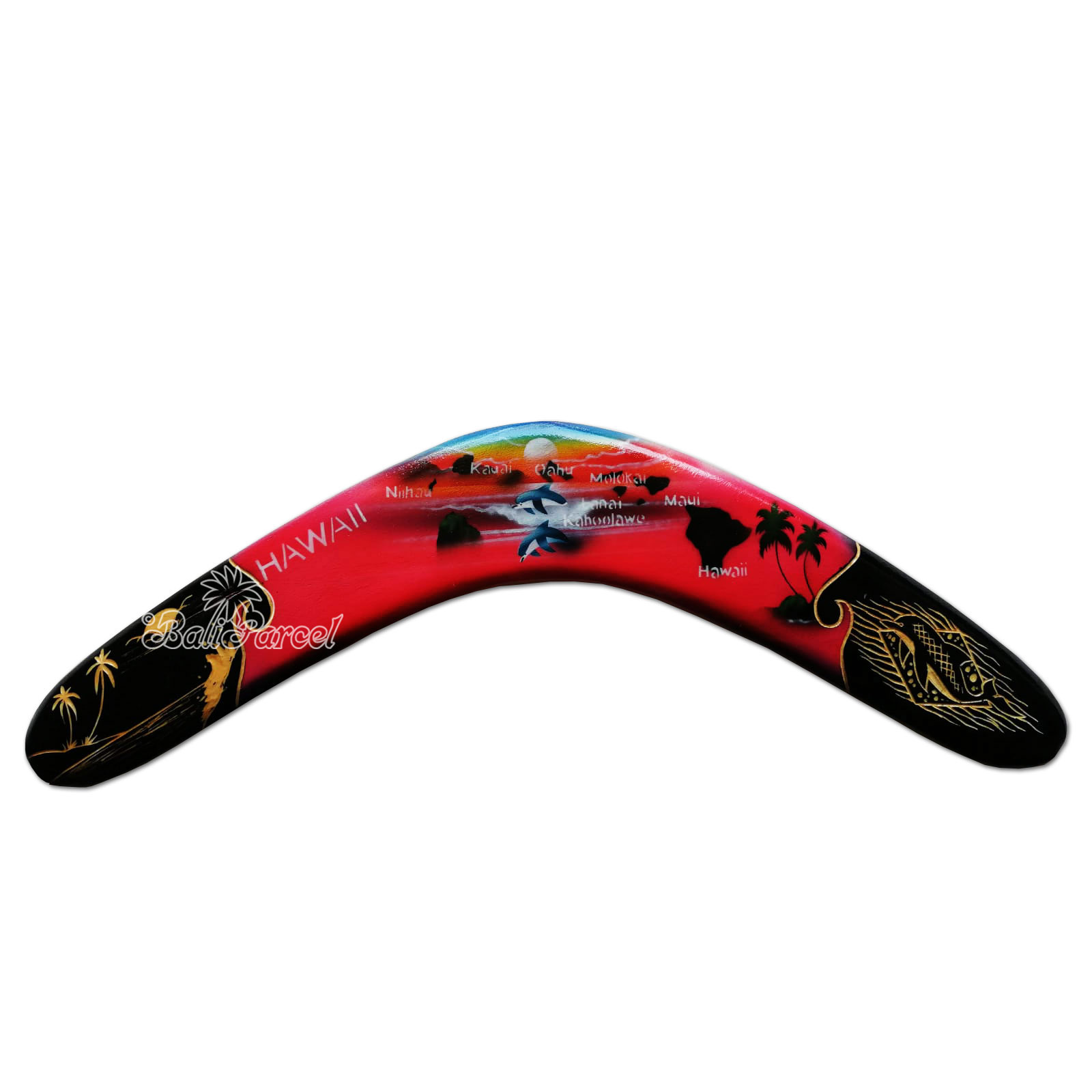Wooden Boomerang Airbrush With Carving, Hand Made From Pinus Wood