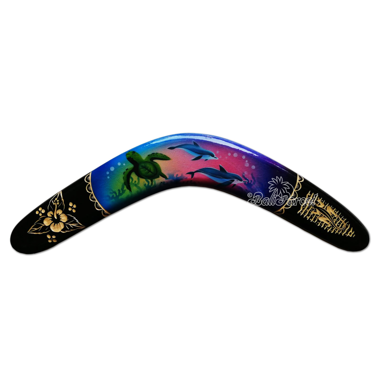Wooden Boomerang Airbrush With Carving, Hand Made From Pinus Wood