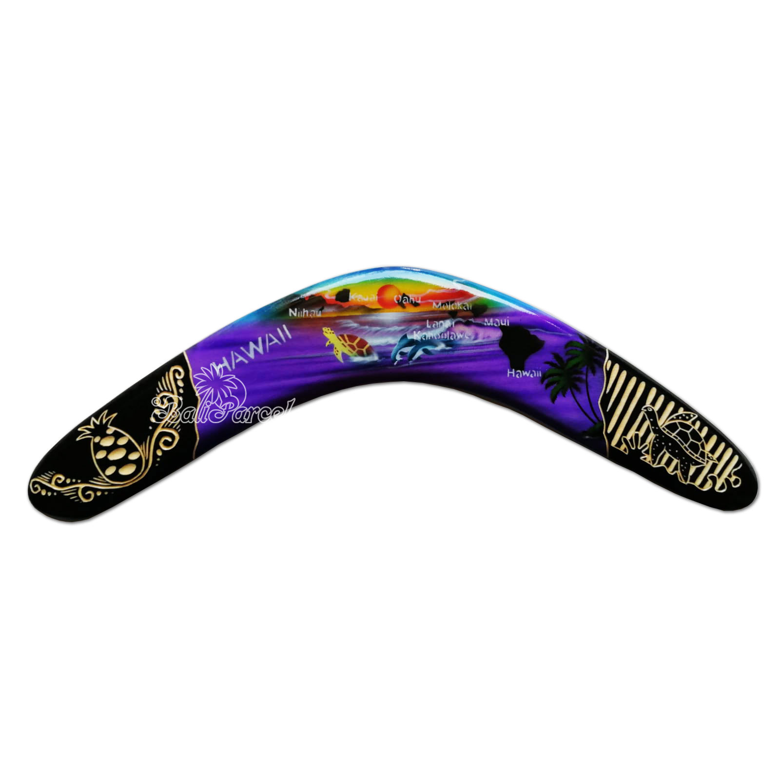 Wooden Boomerang Airbrush With Carving, Hand Made From Pinus Wood