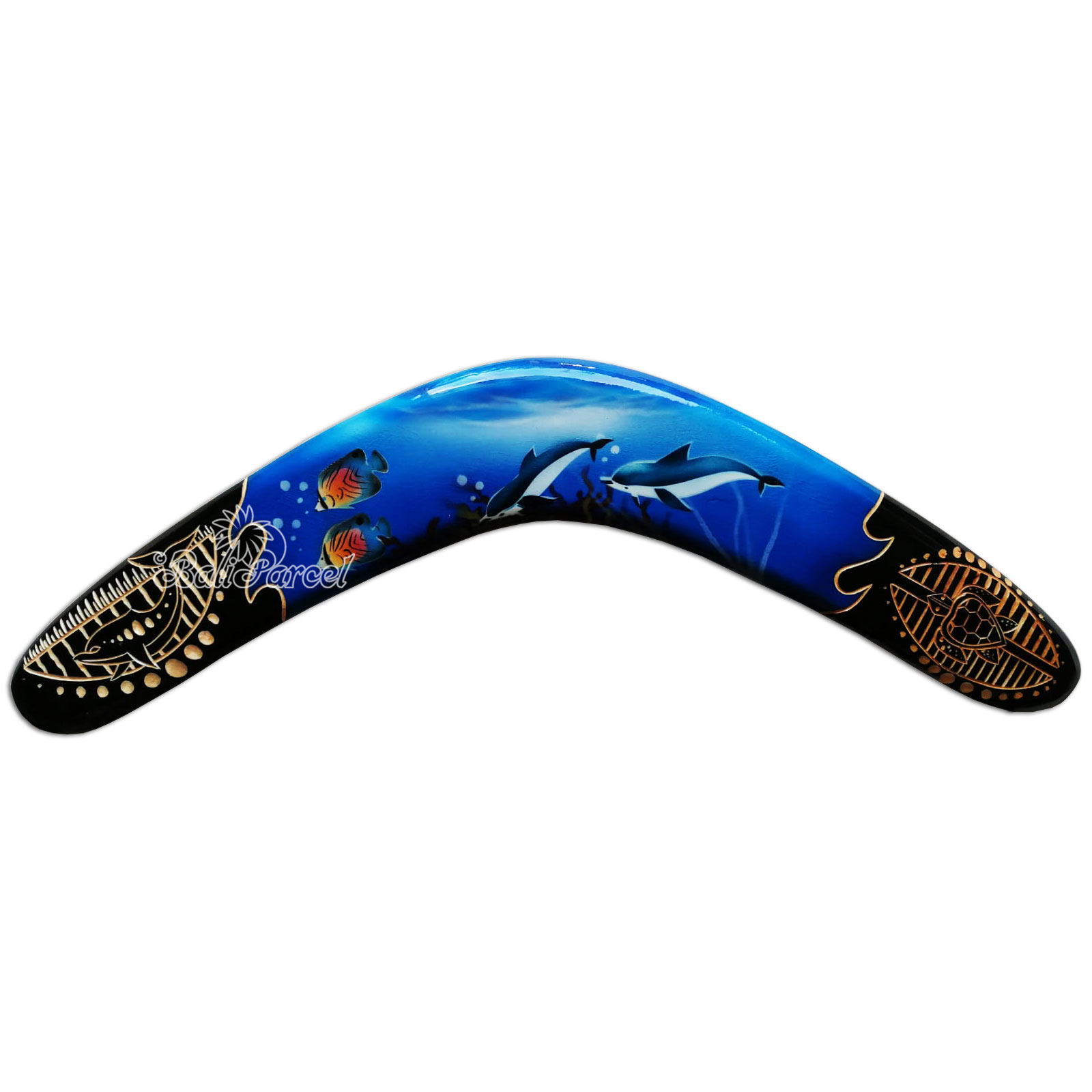 Wooden Boomerang Airbrush With Carving, Hand Made From Pinus Wood