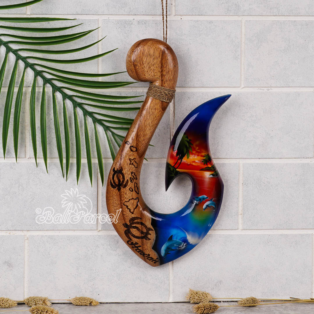 Wooden Hook Burning With Airbrush, Handmade From Pinus Wood