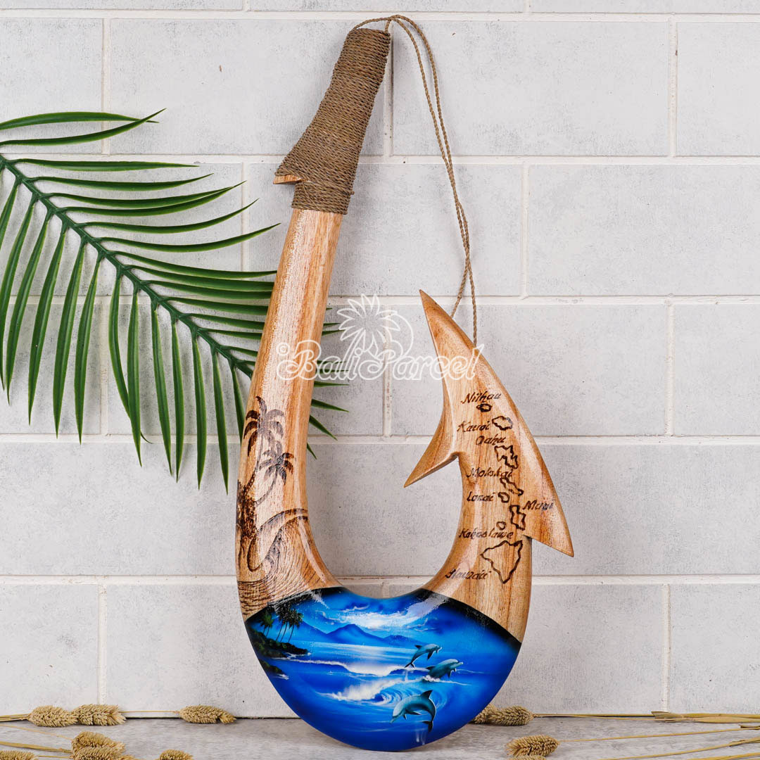 Wooden Hook Burning With Airbrush, Handmade From Pinus Wood