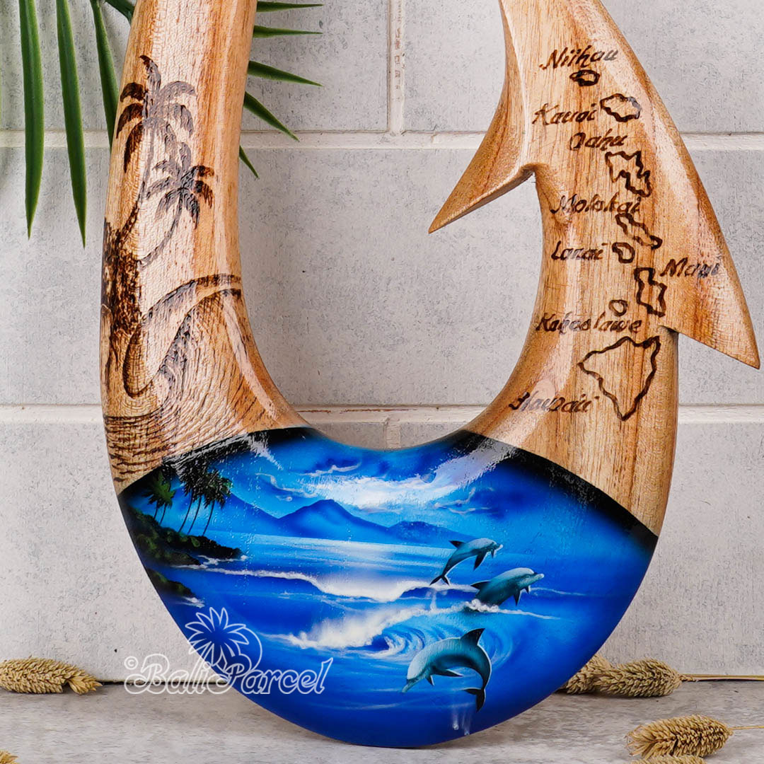 Wooden Hook Burning With Airbrush, Handmade From Pinus Wood