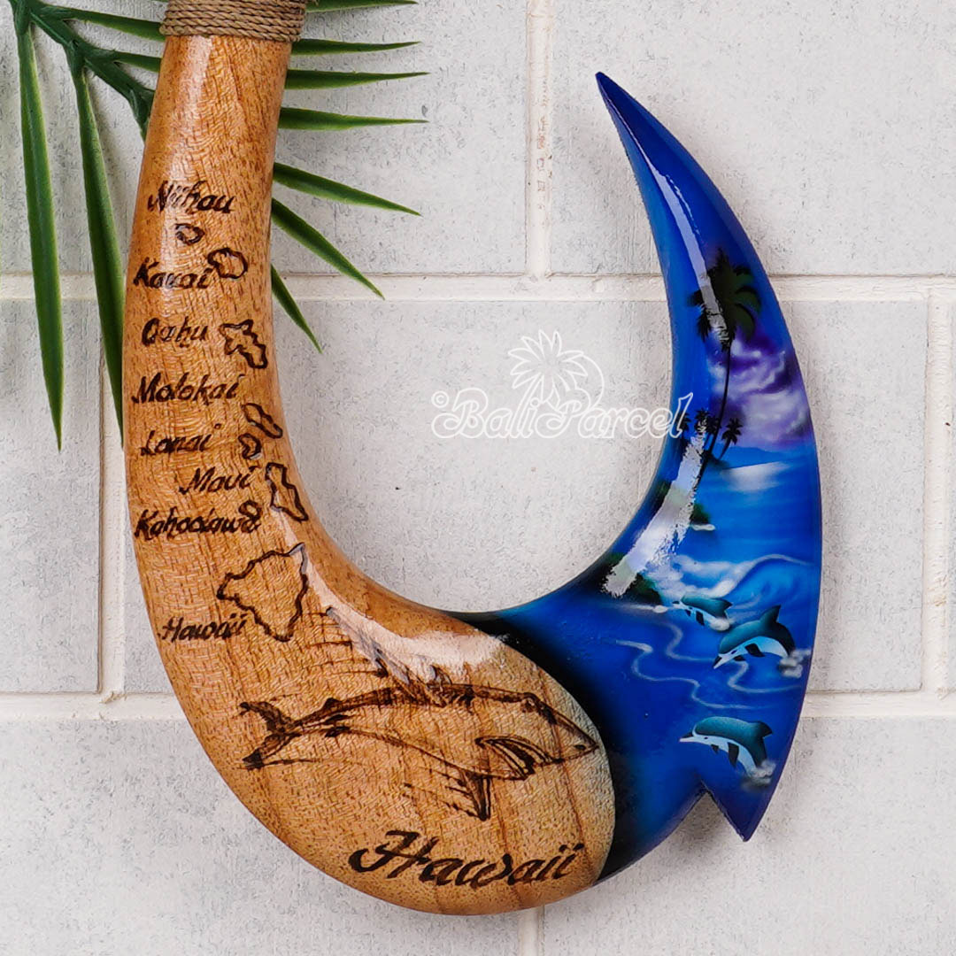 Wooden Hook Burning With Airbrush, Handmade From Pinus Wood