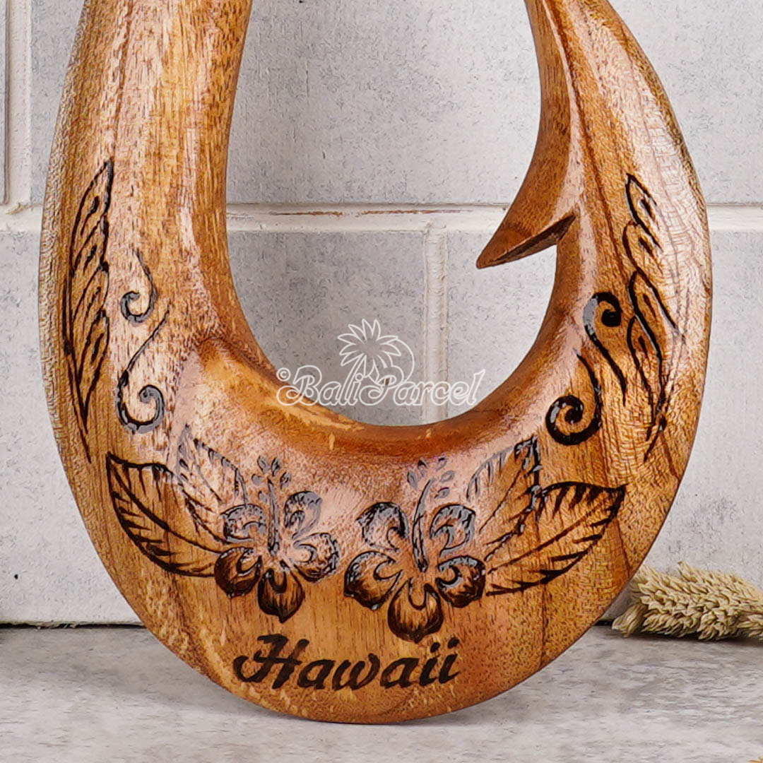 Wooden Hook Burning, Handmade From Pinus Wood