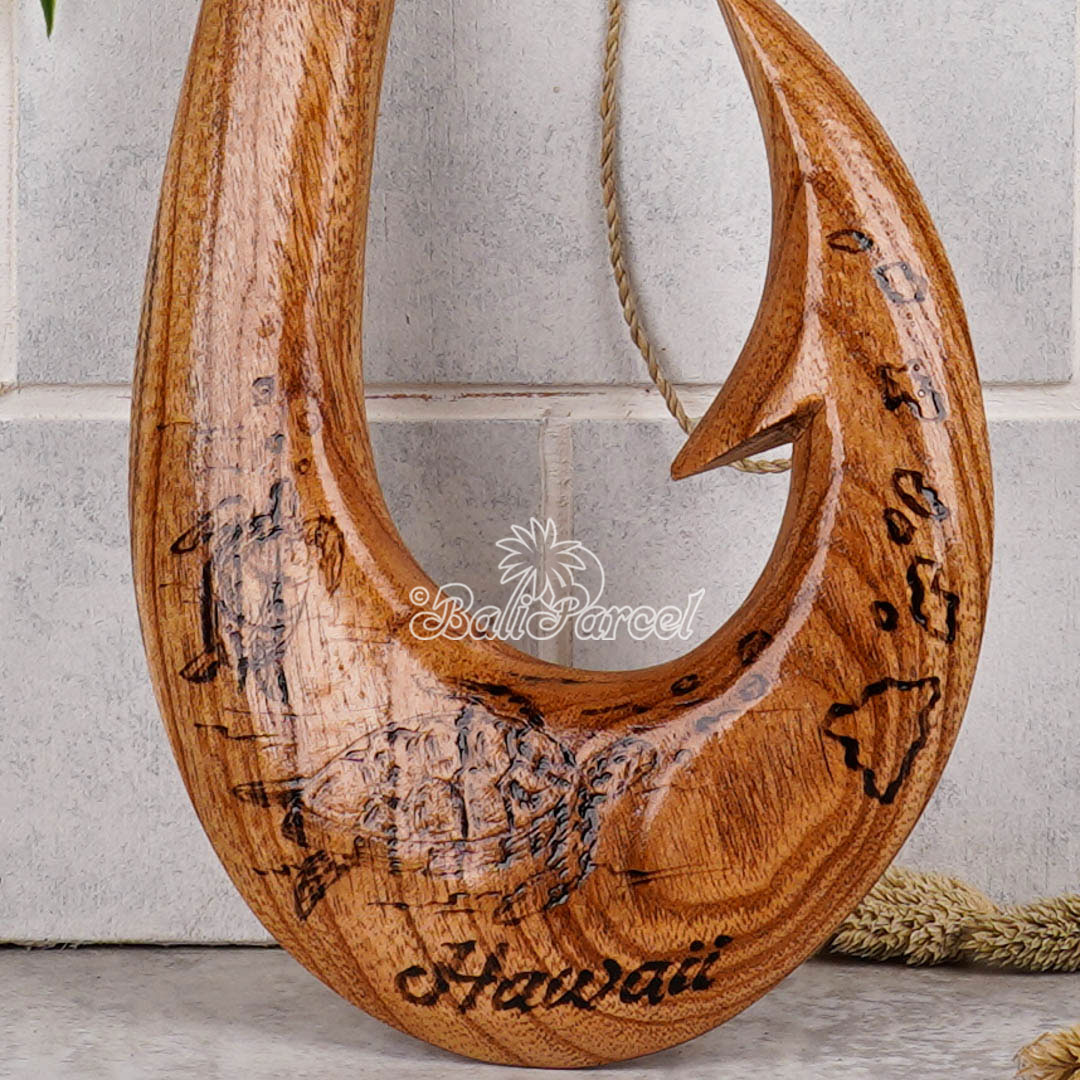 Wooden Hook Burning, Handmade From Pinus Wood