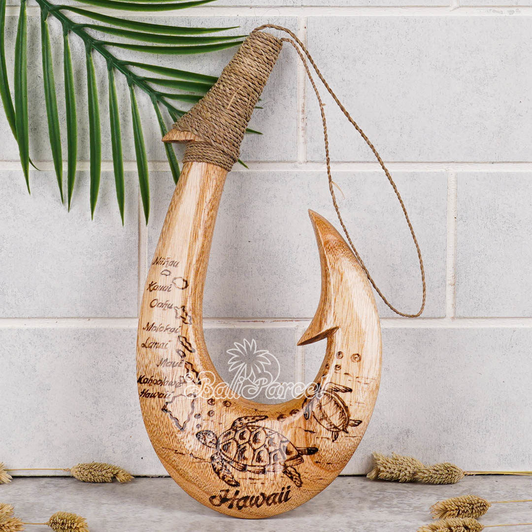 Wooden Hook Burning, Handmade From Pinus Wood