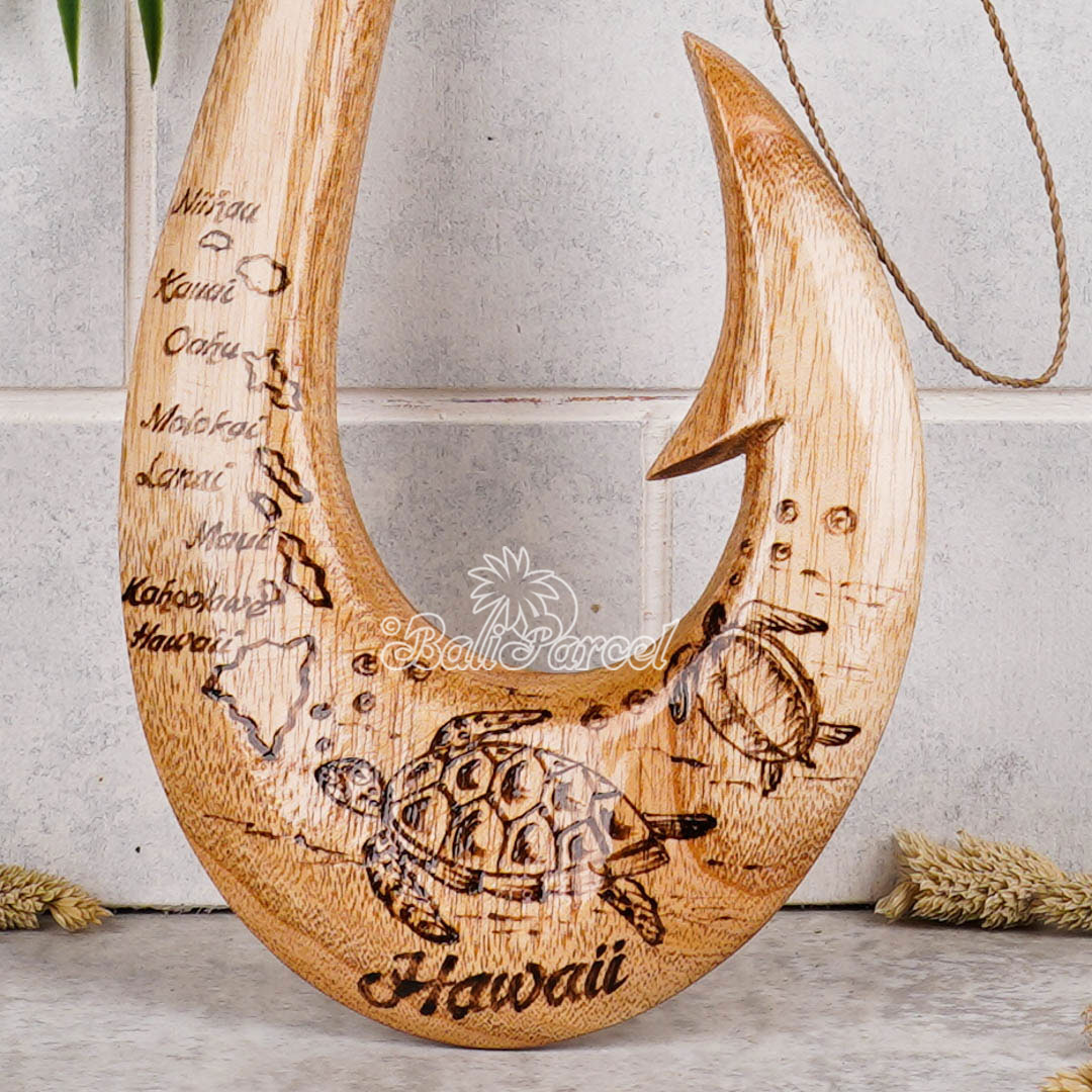 Wooden Hook Burning, Handmade From Pinus Wood