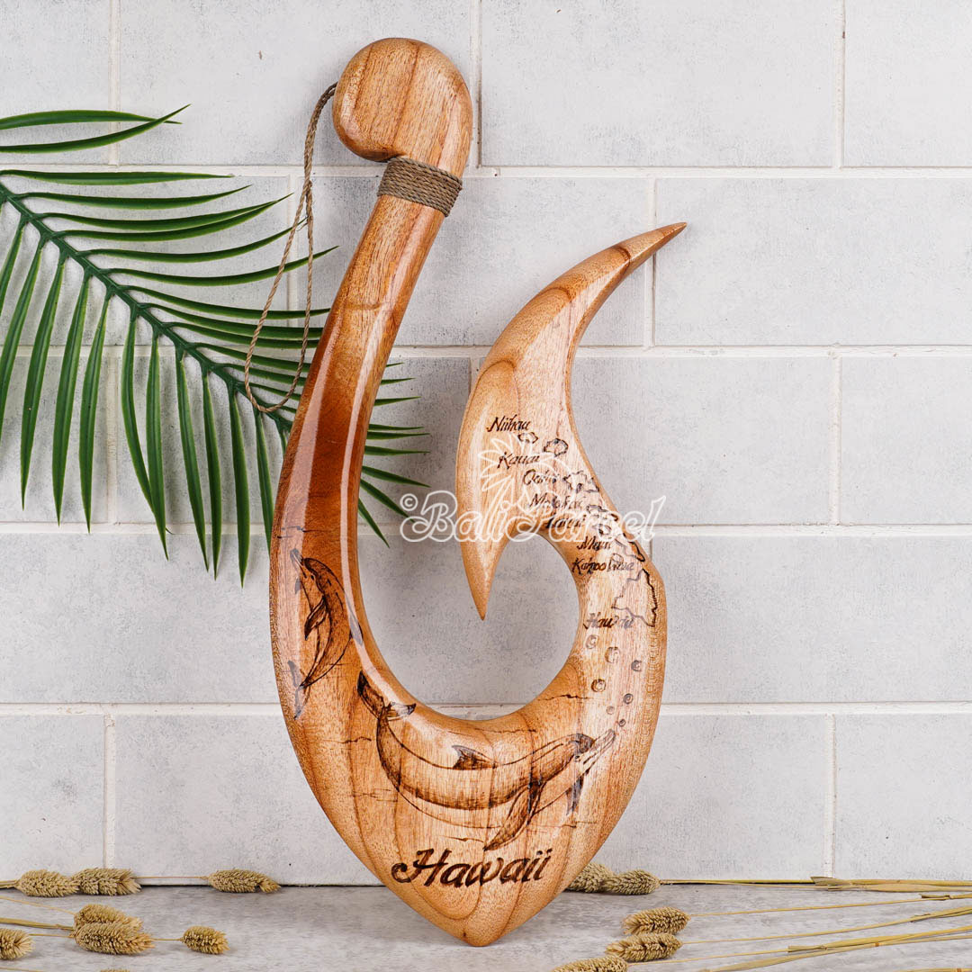 Wooden Hook Burning, Handmade From Pinus Wood