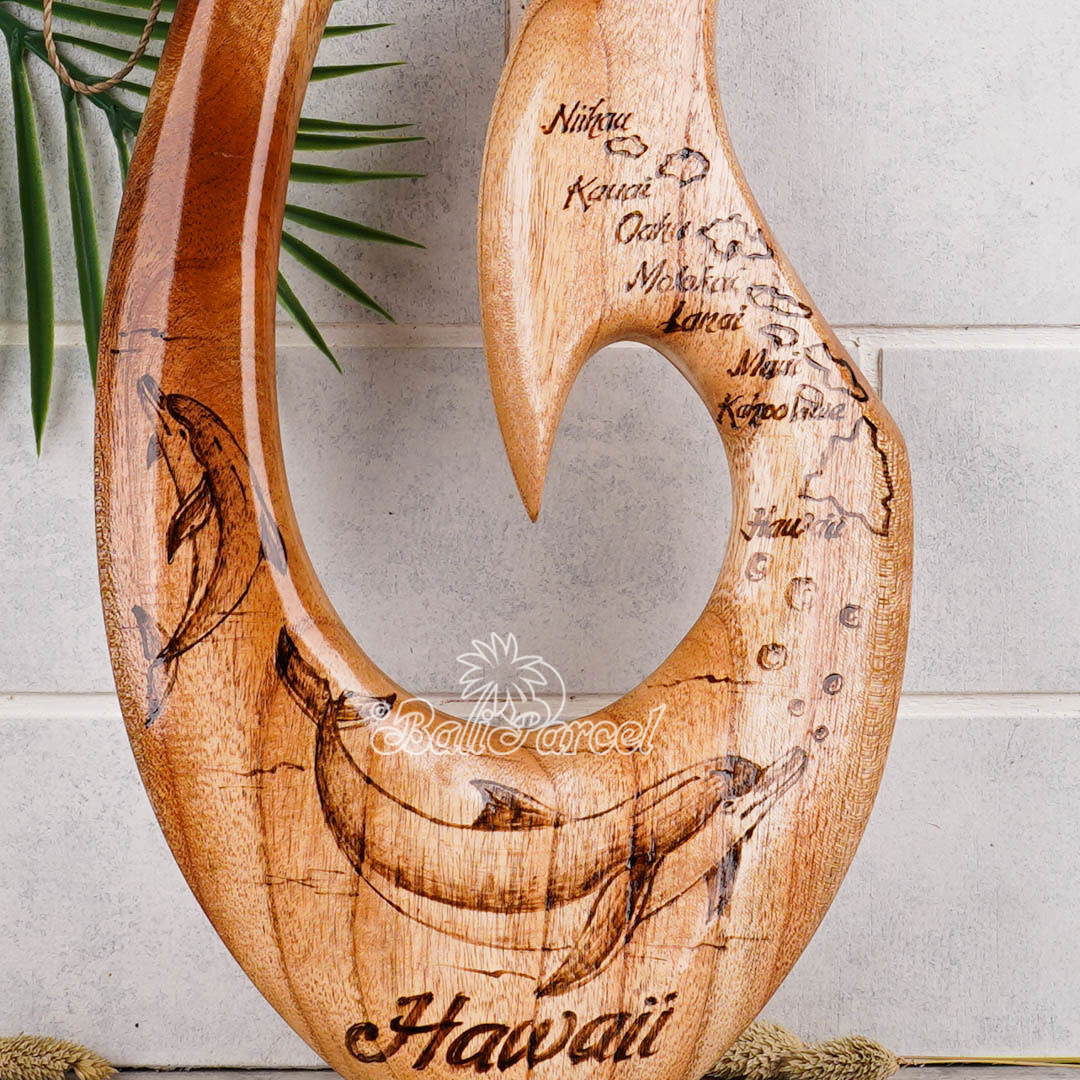 Wooden Hook Burning, Handmade From Pinus Wood