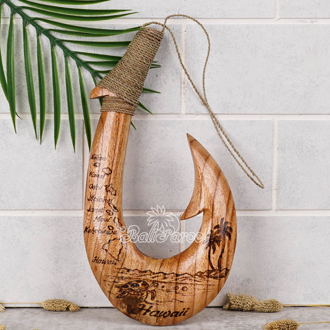 Wooden Hook Burning, Handmade From Pinus Wood