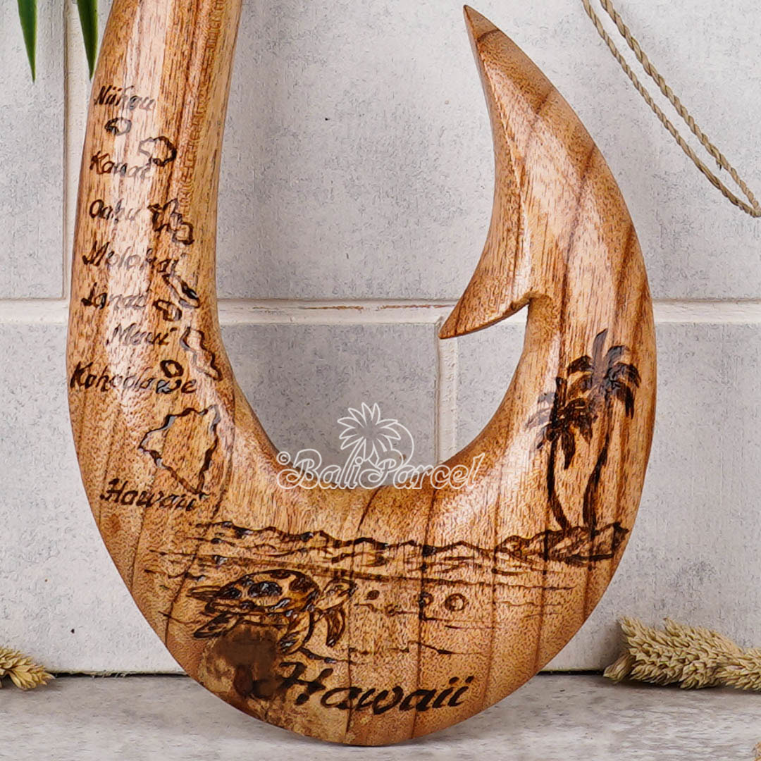 Wooden Hook Burning, Handmade From Pinus Wood