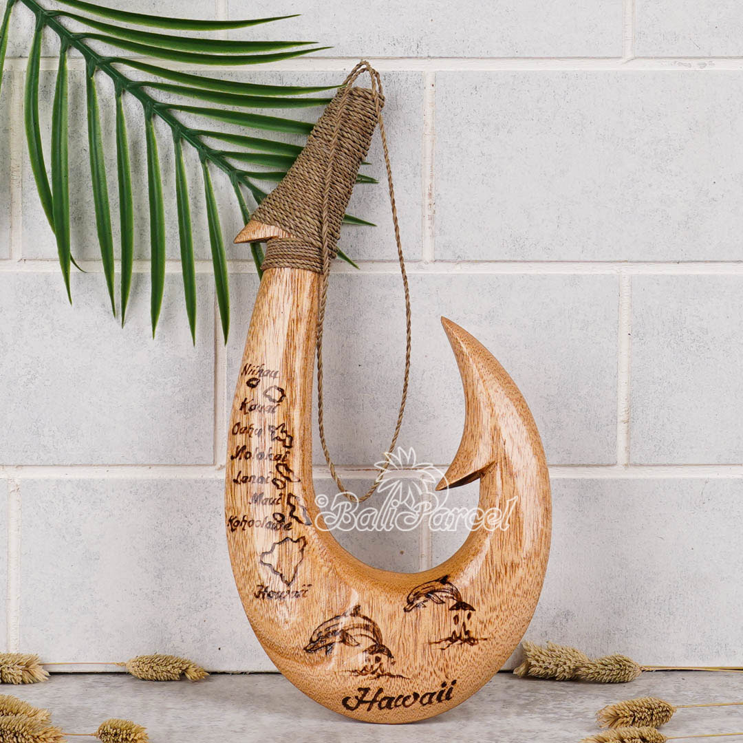 Wooden Hook Burning, Handmade From Pinus Wood