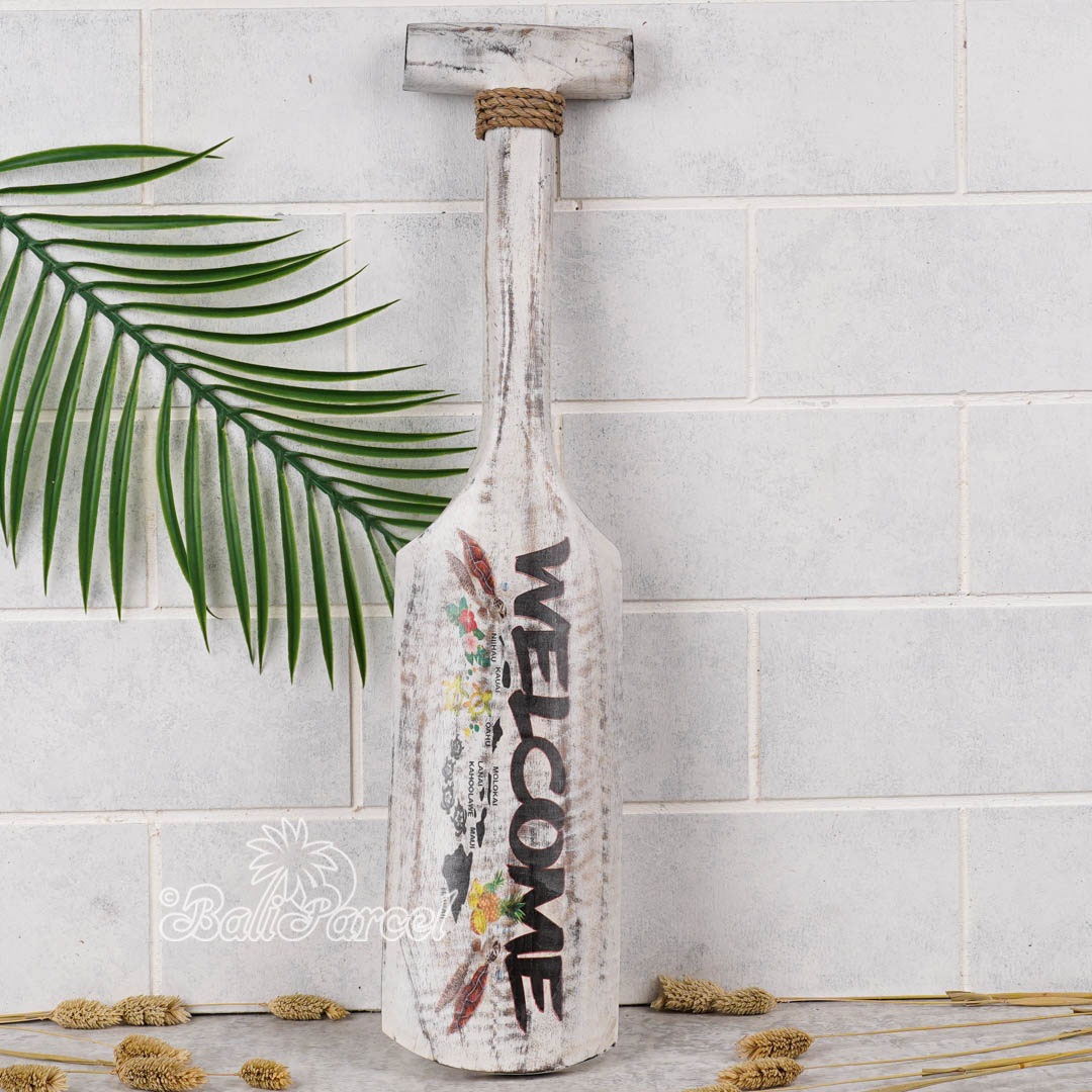 Wooden Paddle Airbrush With Painting, Handmade From Pinus Wood