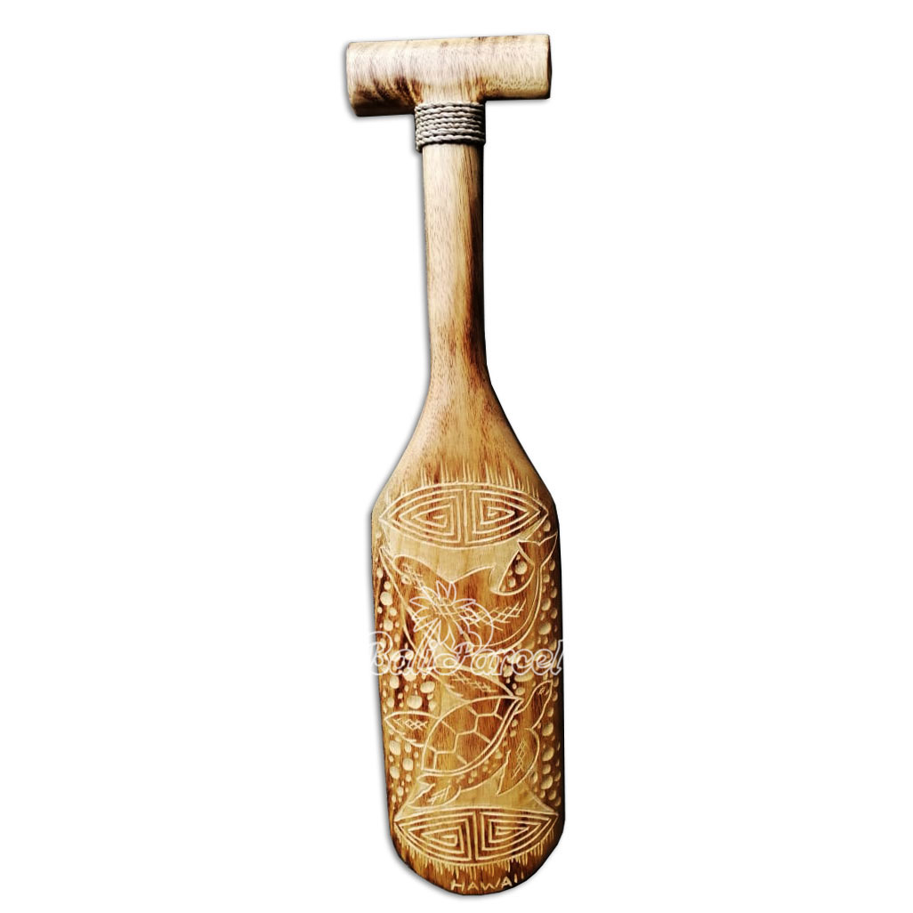 Wooden Paddle Burn With Carving, Handmade From Pinus Wood