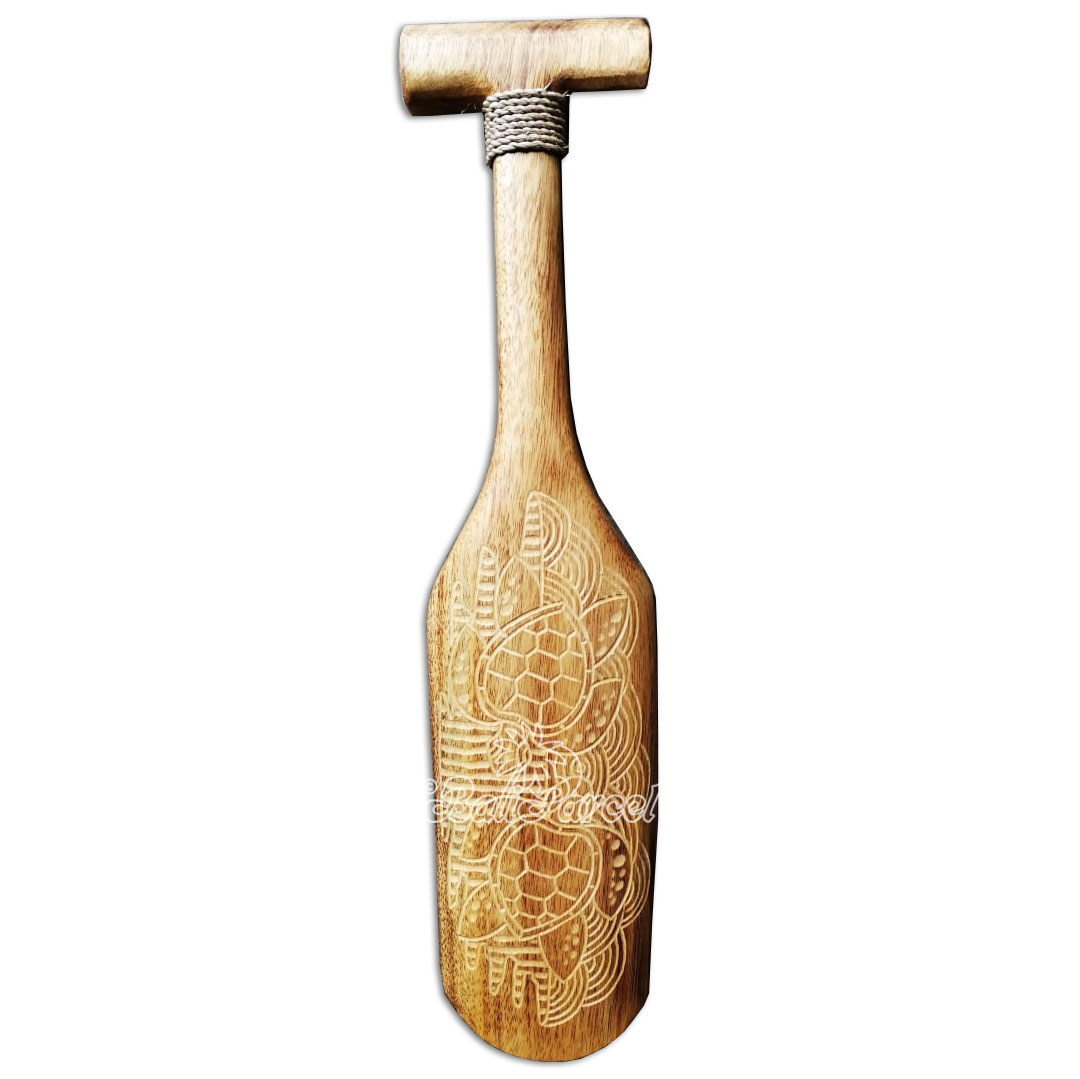 Wooden Paddle Burn With Carving, Handmade From Pinus Wood