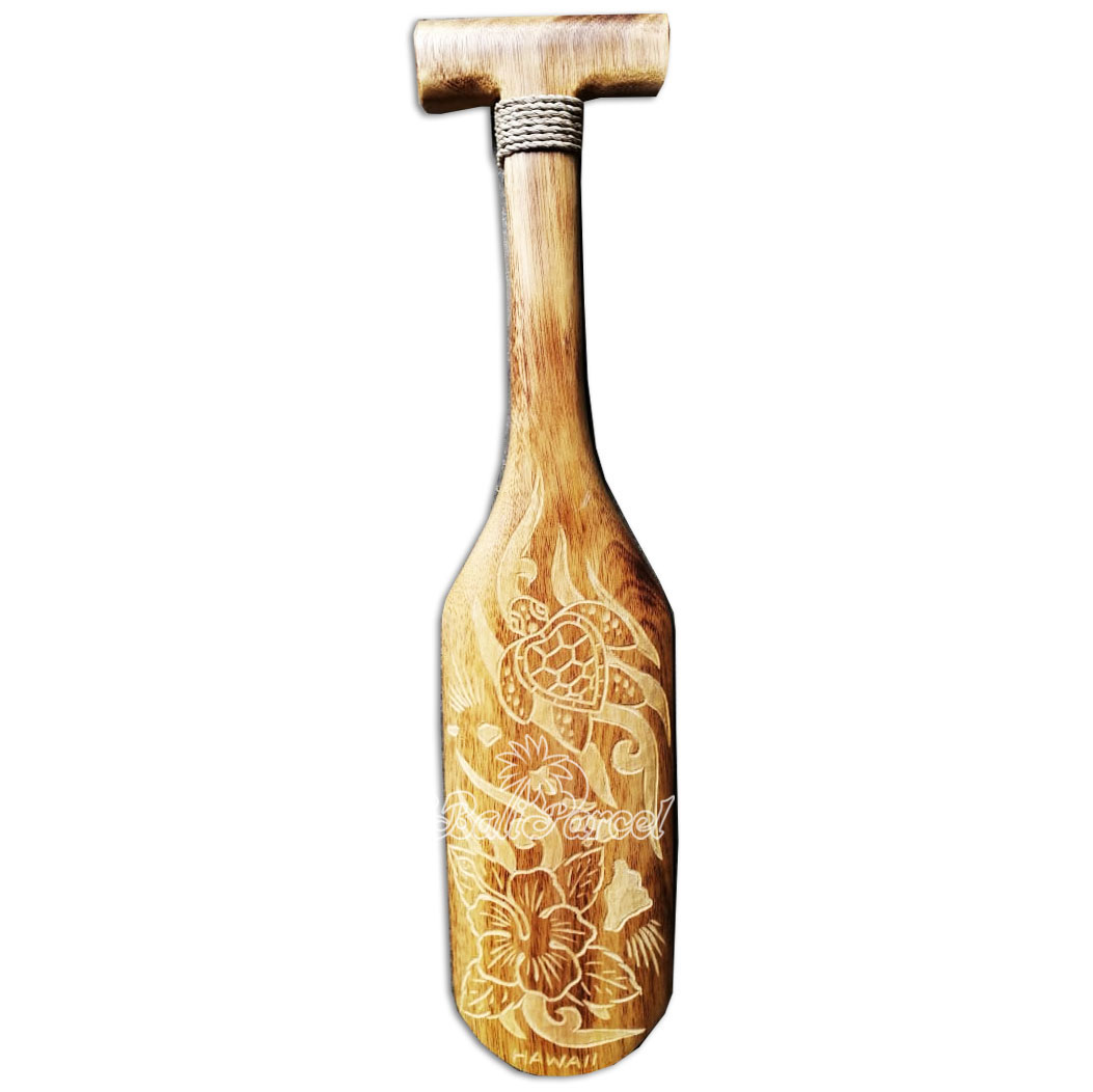 Wooden Paddle Burn With Carving, Handmade From Pinus Wood