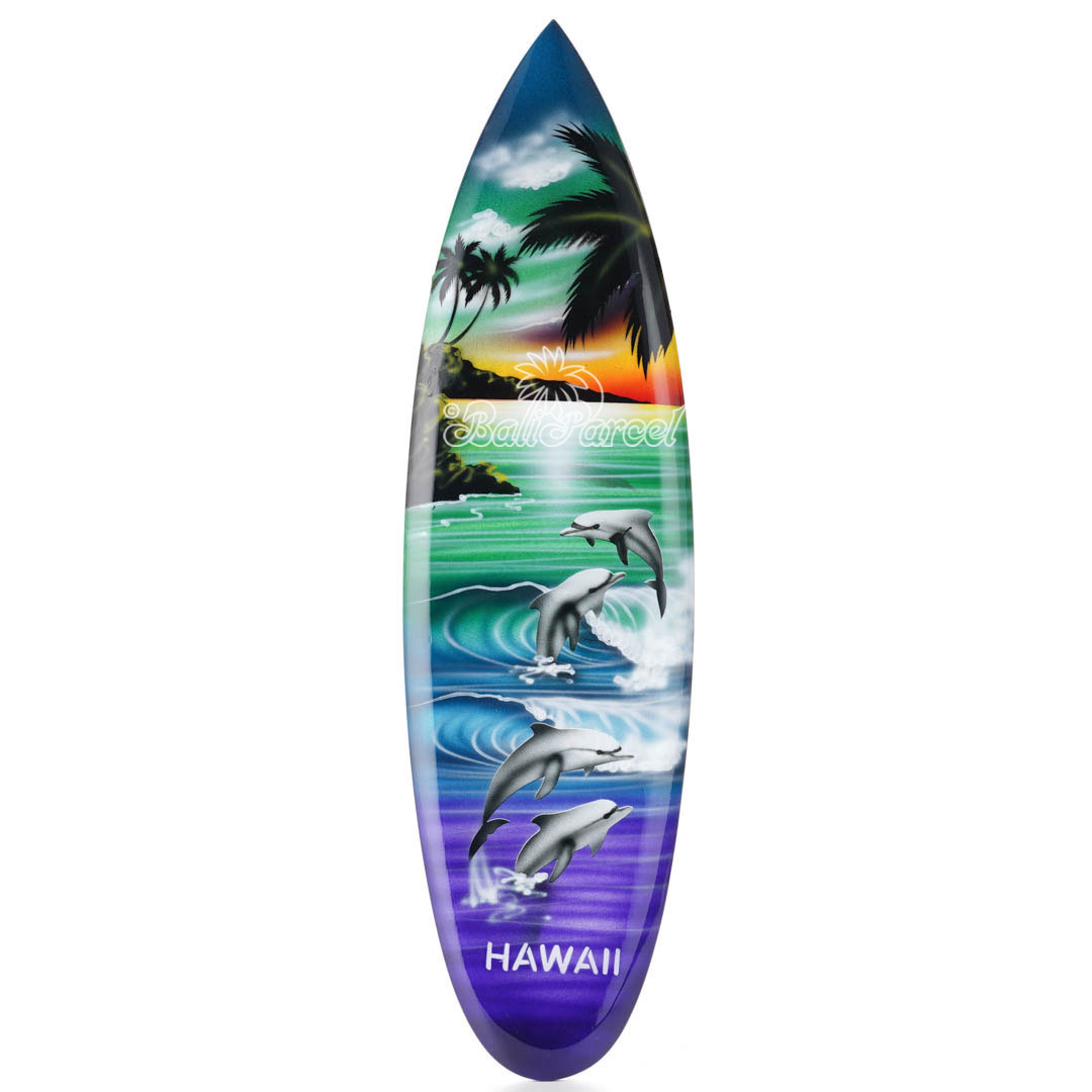 Wooden Surfboard Airbrused, Handcarved From Pinus Wood