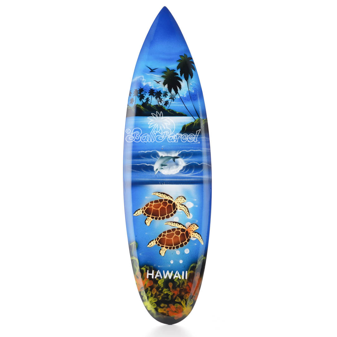 Wooden Surfboard Airbrused, Handcarved From Pinus Wood