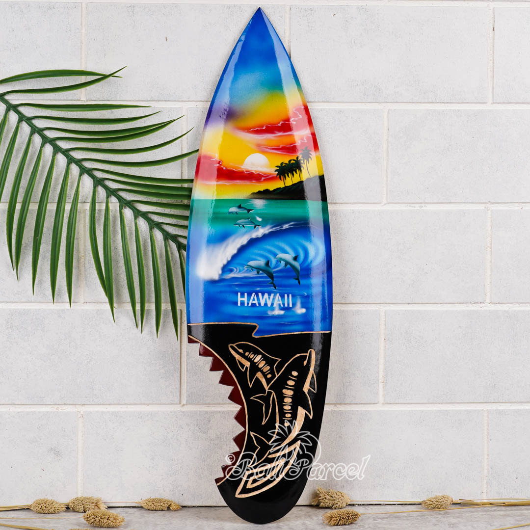 Wooden Surfboard And Carving Combination, Handcarved From Pinus Wood