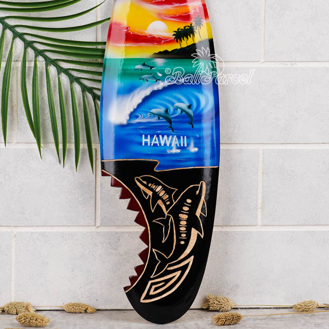 Wooden Surfboard And Carving Combination, Handcarved From Pinus Wood