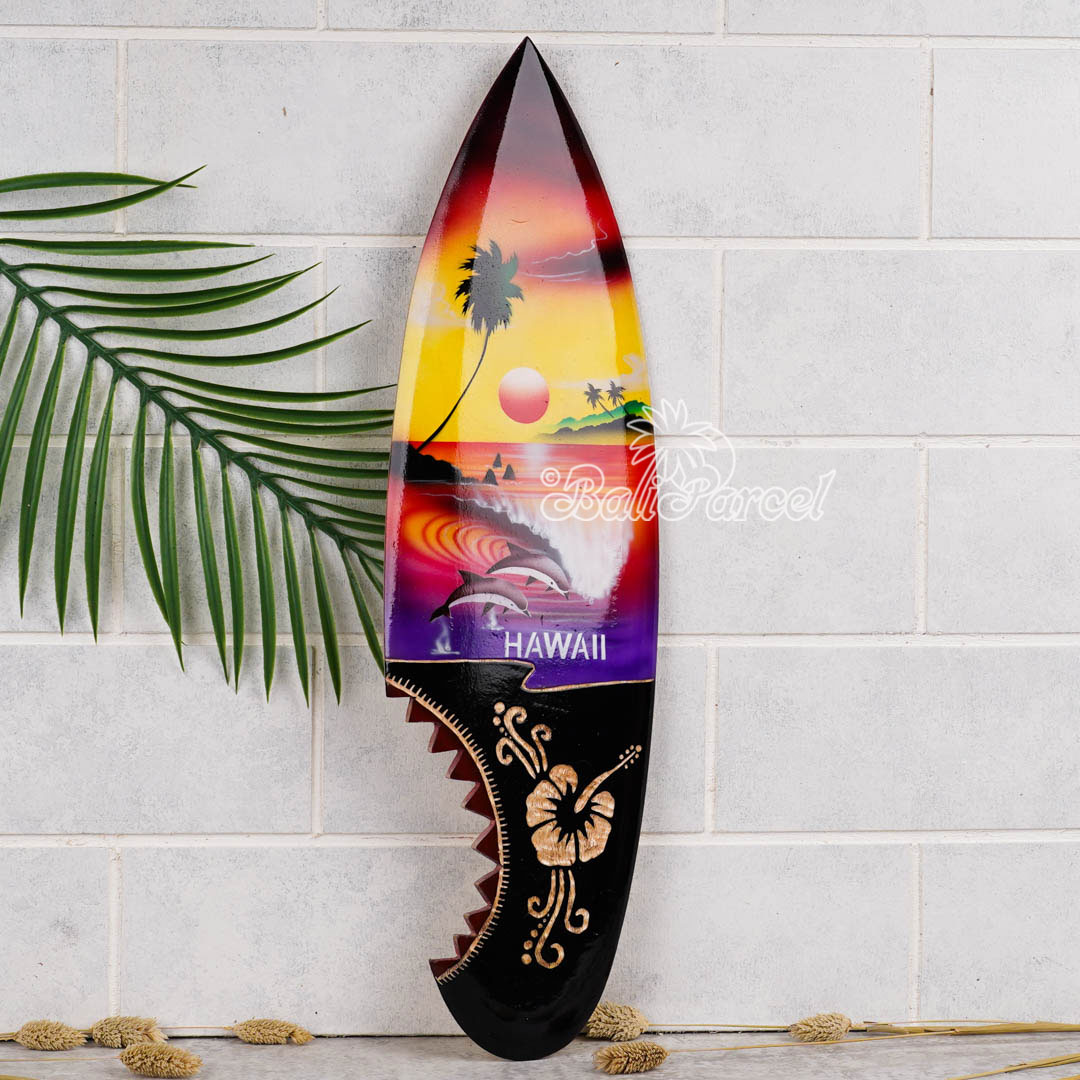 Wooden Surfboard And Carving Combination, Handcarved From Pinus Wood